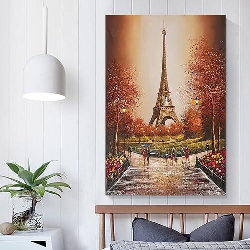 Miniatura 5 de Arte de la Torre Eiffel, paisaje urbano de París al atardecer, póster de Francia, hermoso paisaje urbano famoso, impresiones artísticas de pared