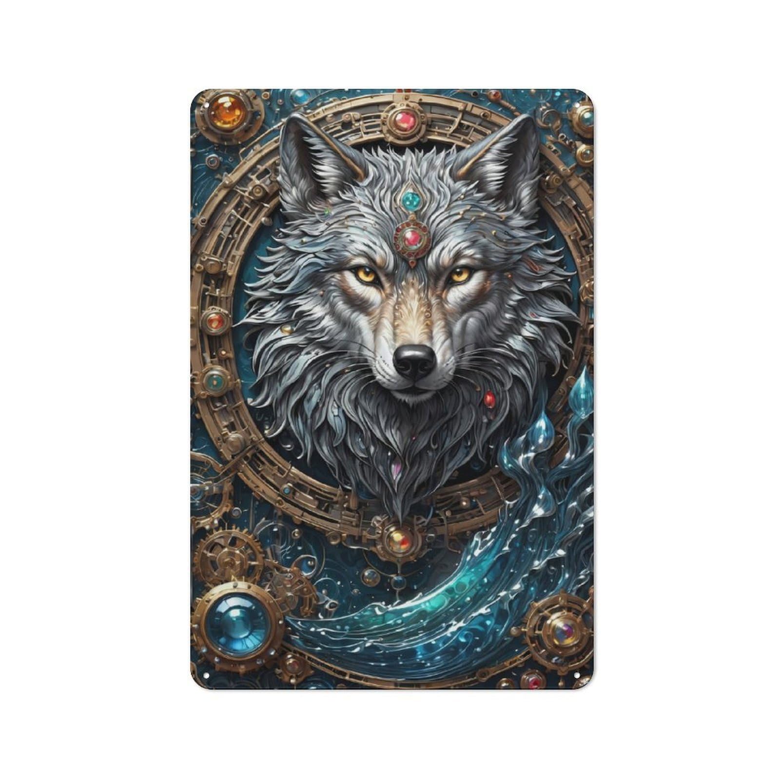 Shop Front Style Astral Enchanter Wolf Cafe Metal Sign 30x20cm, Bistro Wall Plaque for Tea Room, Shop Wall Or Breakfast Area