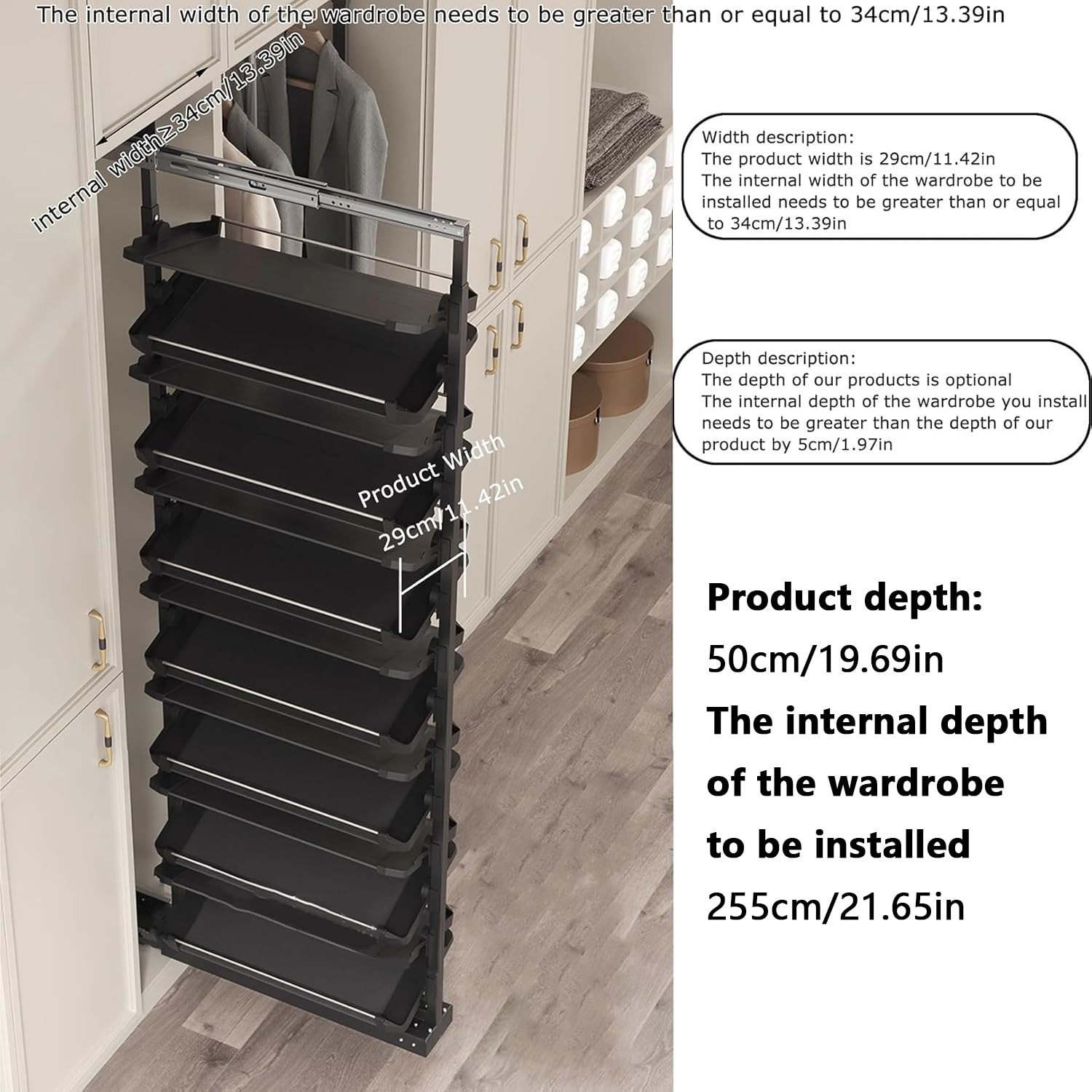 Scarpiera regolabile – Mensola estraibile impilabile in metallo, design salvaspazio in acciaio inox per piccoli armadi, ideale per riporre stivali e scarpe da ginnastica