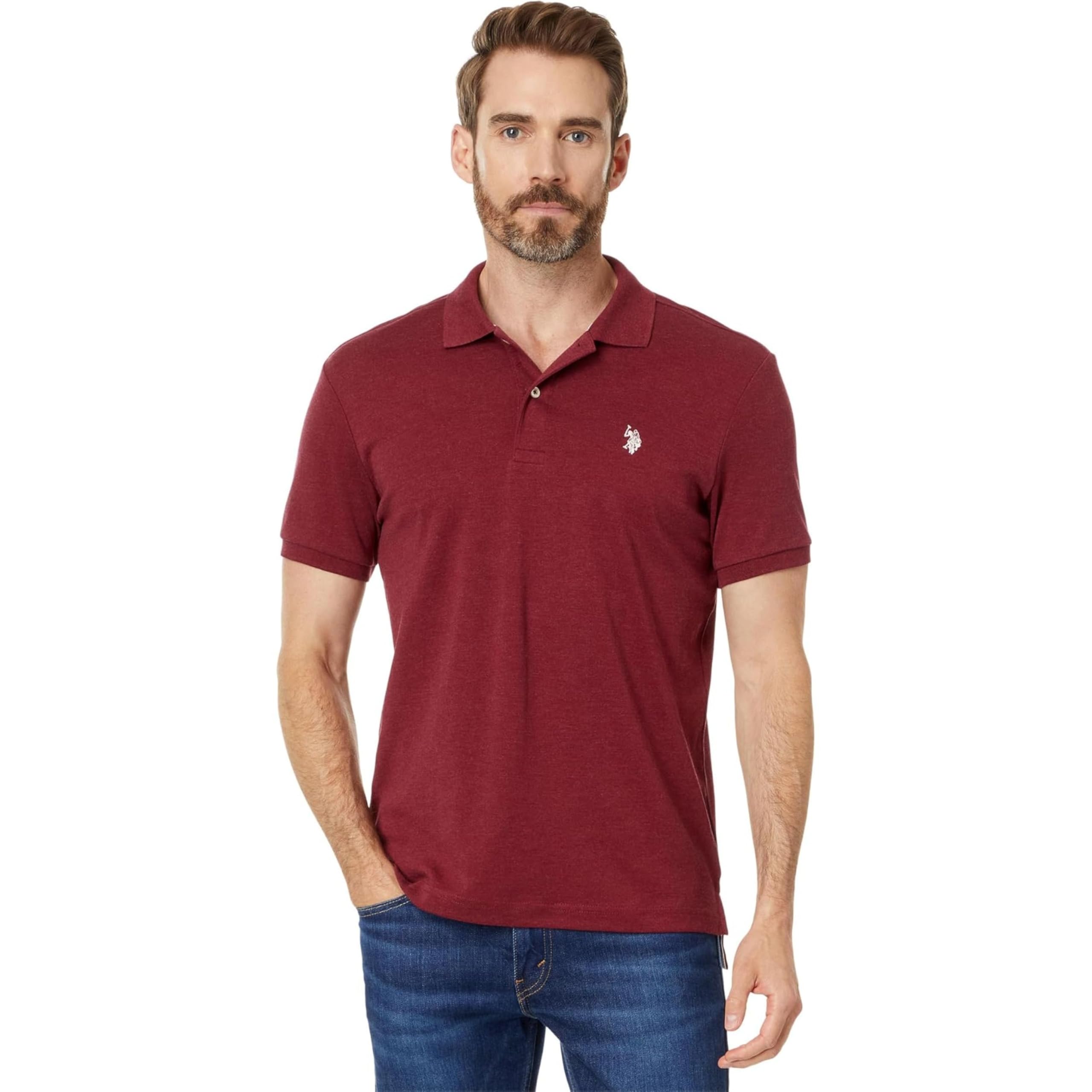 U.s. Polo Assn. Men's Wine Valley Heather Slim Fit Interlock Polo, S