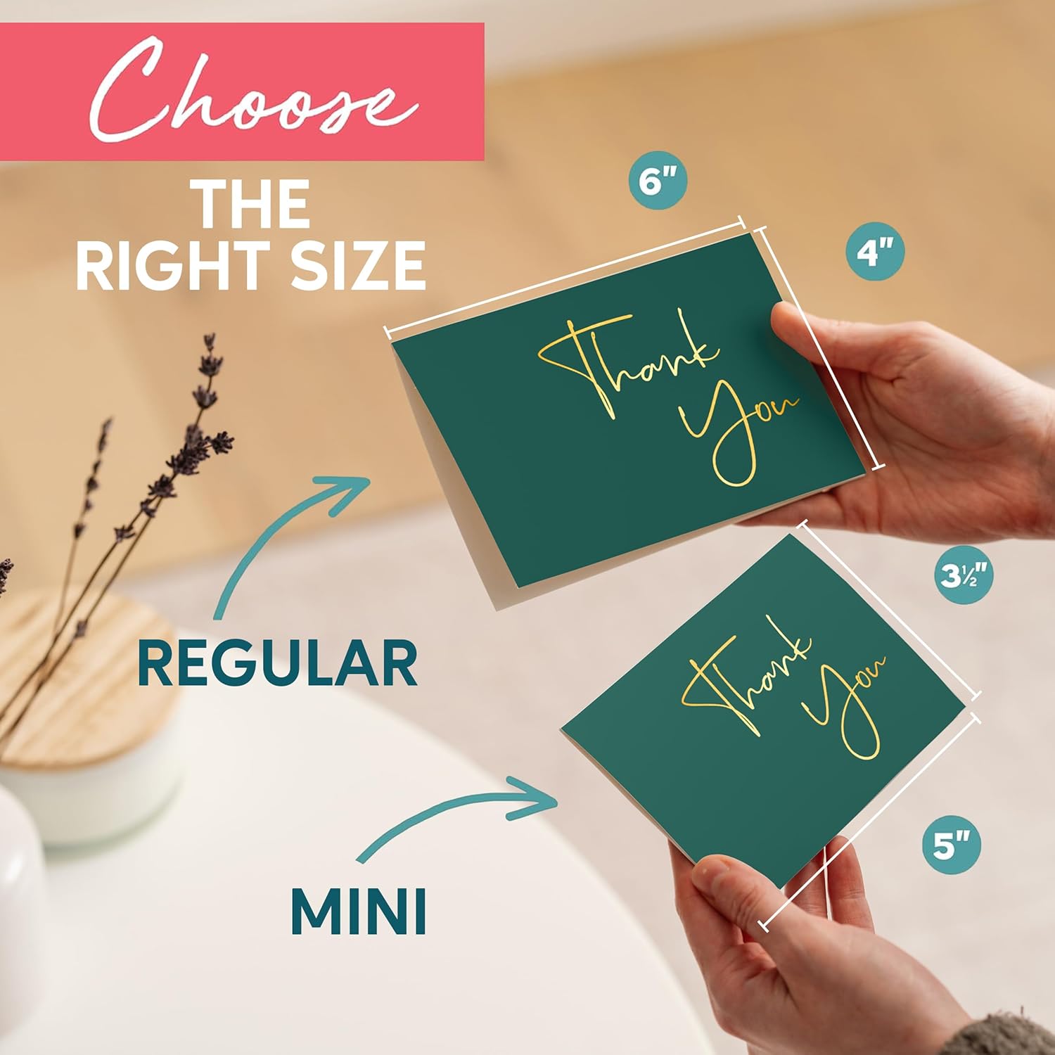 VNS Creations Gold Foil Thank You Cards With Envelopes Bulk Set & Stickers - 100 Pack 4x6 Blank Thank You Notes Set - Large Note Card Small Business, Wedding, Baby Shower & Bridal Shower - Post Green - Image 7