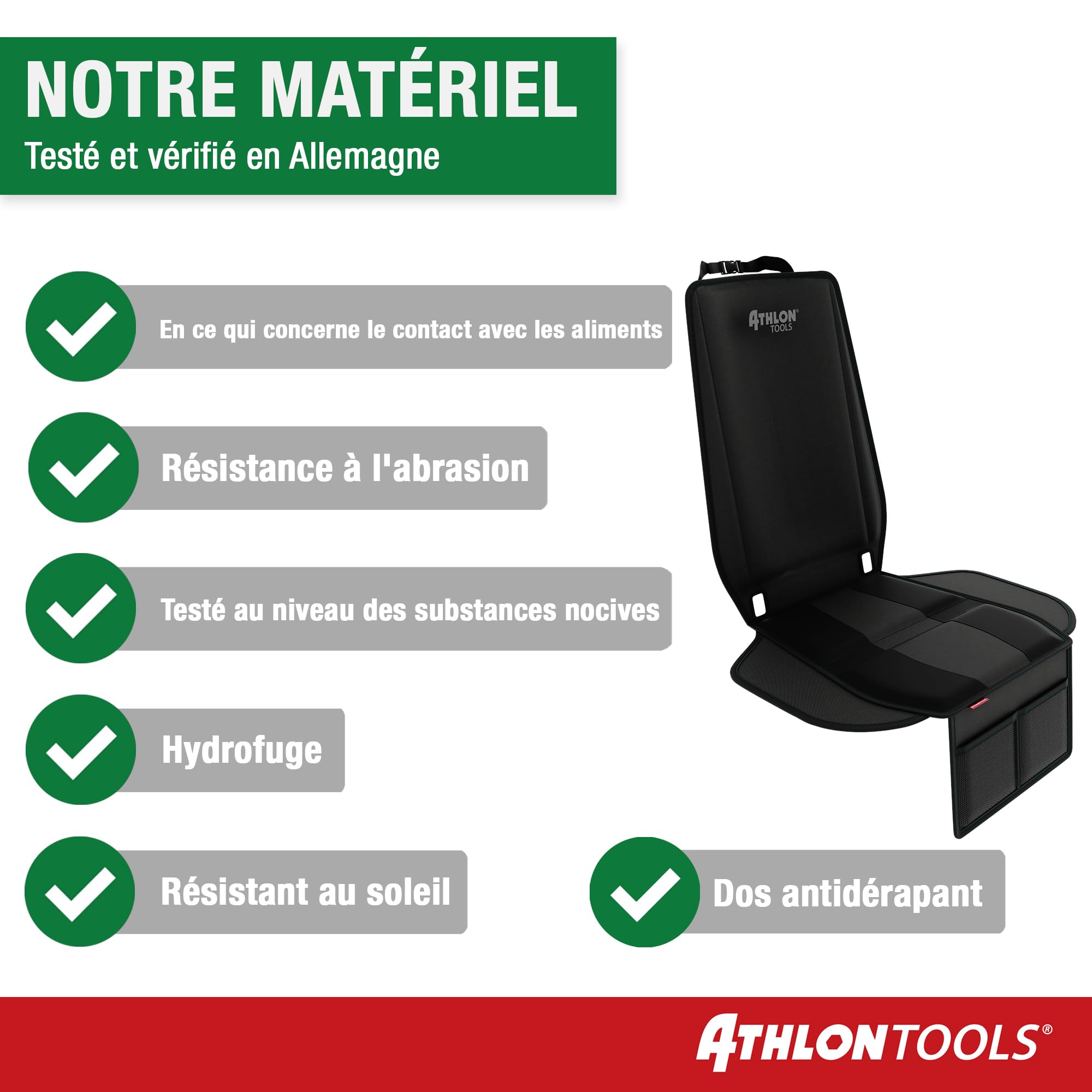 ATHLON TOOLS Tapis de siège Auto avec Protection latérale - Ajustement Optimal - Compatible Isofix - Rembourrage épais - pour sièges Enfants, Coques bébé et rehausseurs