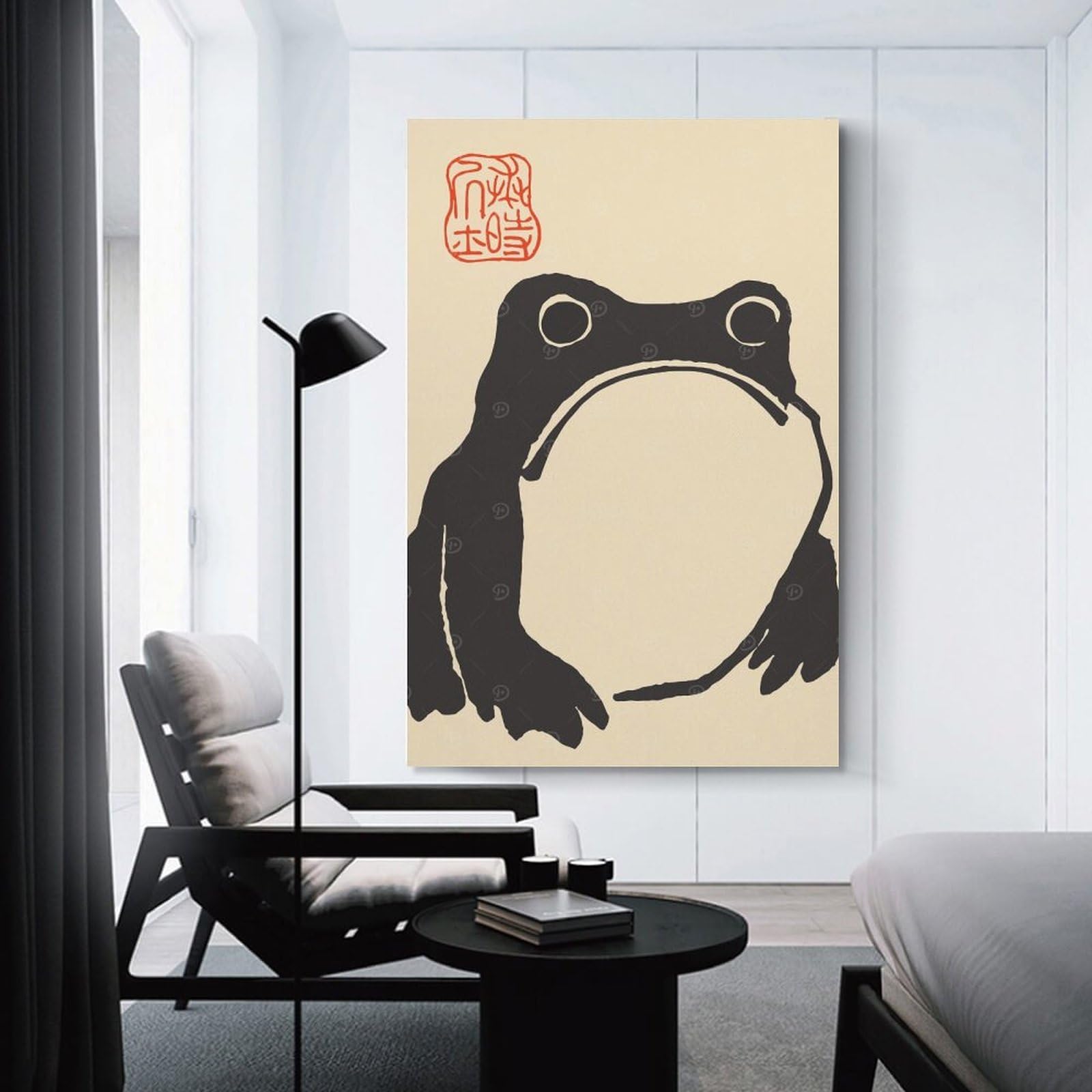 Junmoney Unframe-Style-16 Canvas Art Print Matsumoto Hoji Grumpy Frog, 20X30inch(50X75cm), For Contemporary Homes, Apartments Or Offices, Decorative Canvas Decor For Home Updates
