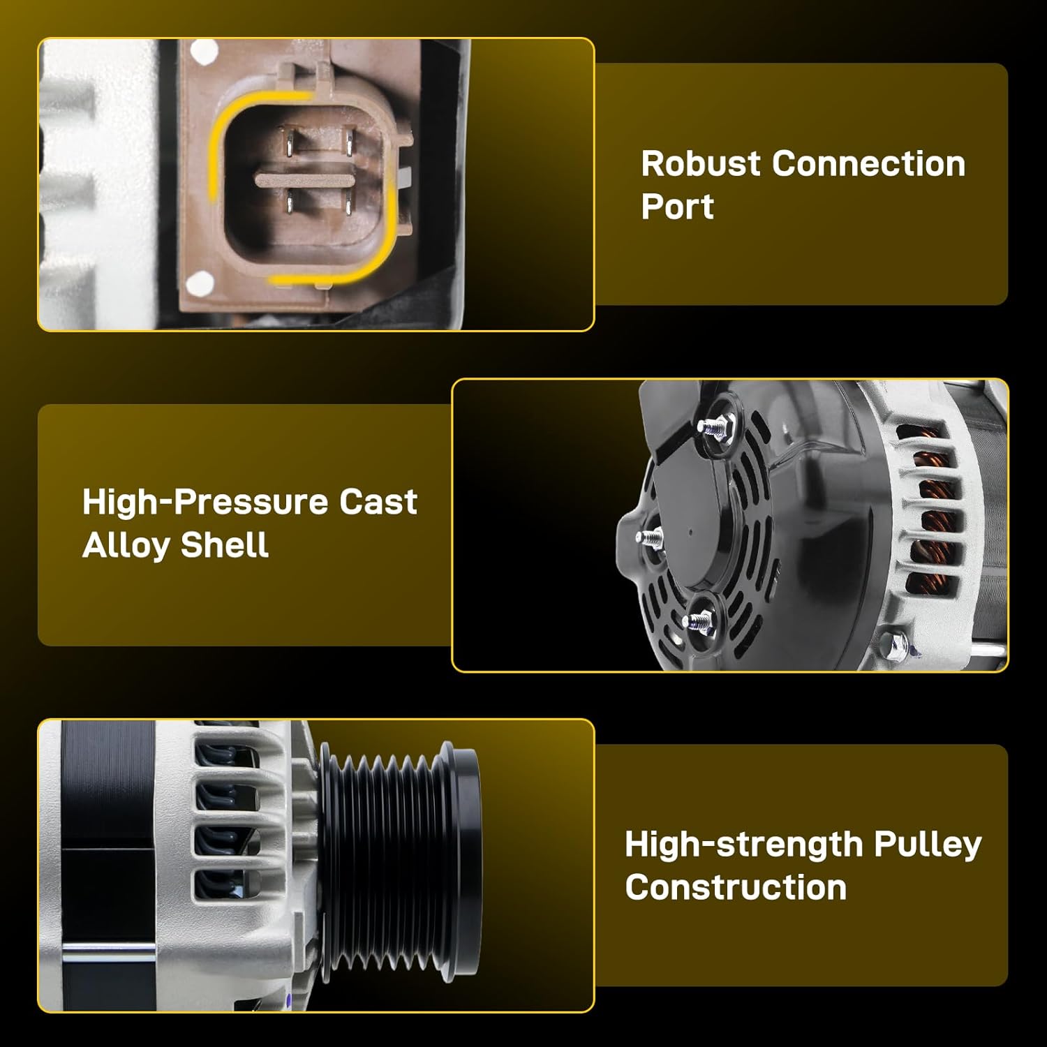 New Alternator Fit for 2007-2016 Toyota Sienna, 2011-2016 Highlander, 2010-2015 Venza, 2016-2018 Lexus ES350, 2010-2014 RX350, 3.5L 2.7L High Output 150A 12V CW 7-Groove Pulley, Replace 11326 94757