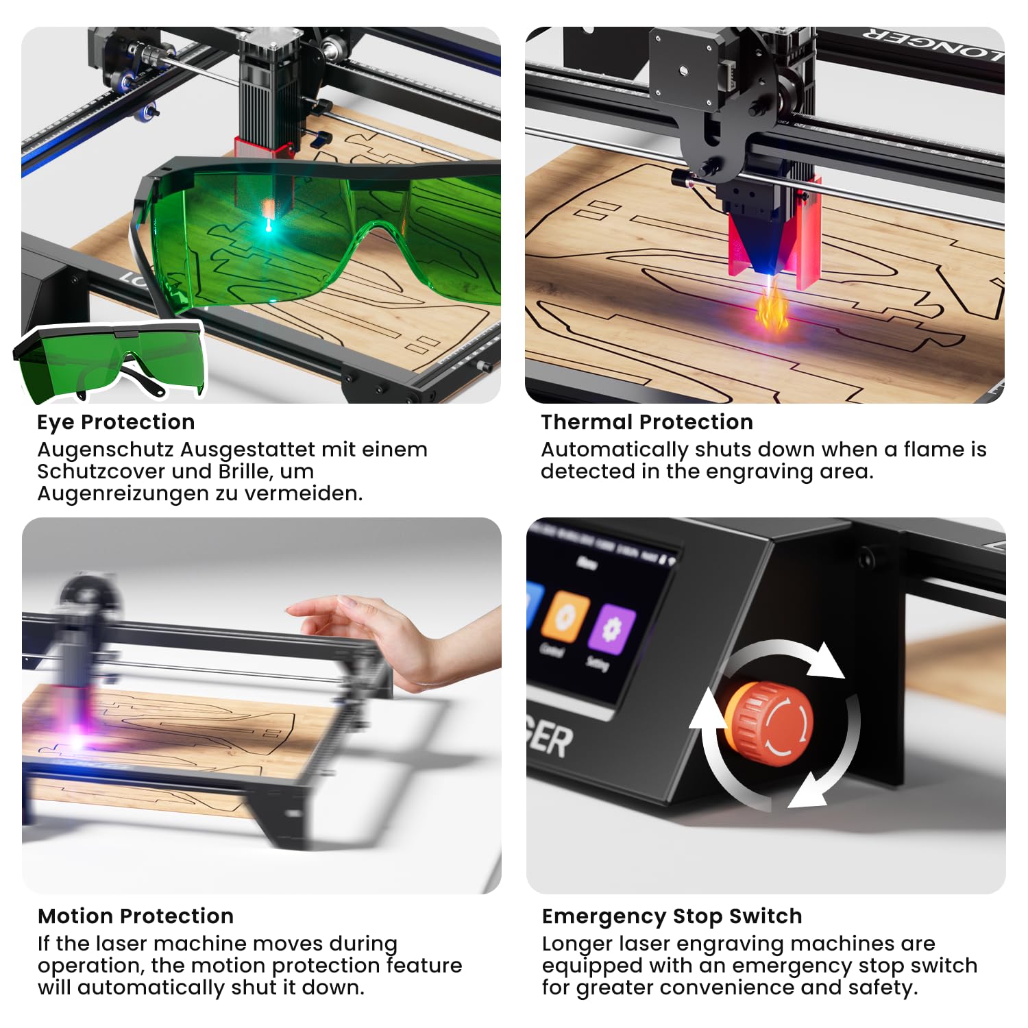 Maszyna do cięcia laserowego LONGER RAY5 60 W, moc lasera 10 W, punkt laserowy 0,06 × 0,06 mm, maszyna do grawerowania laserowego 4 w 1 offline, maszyna do grawerowania laserowego do drewna/szkła