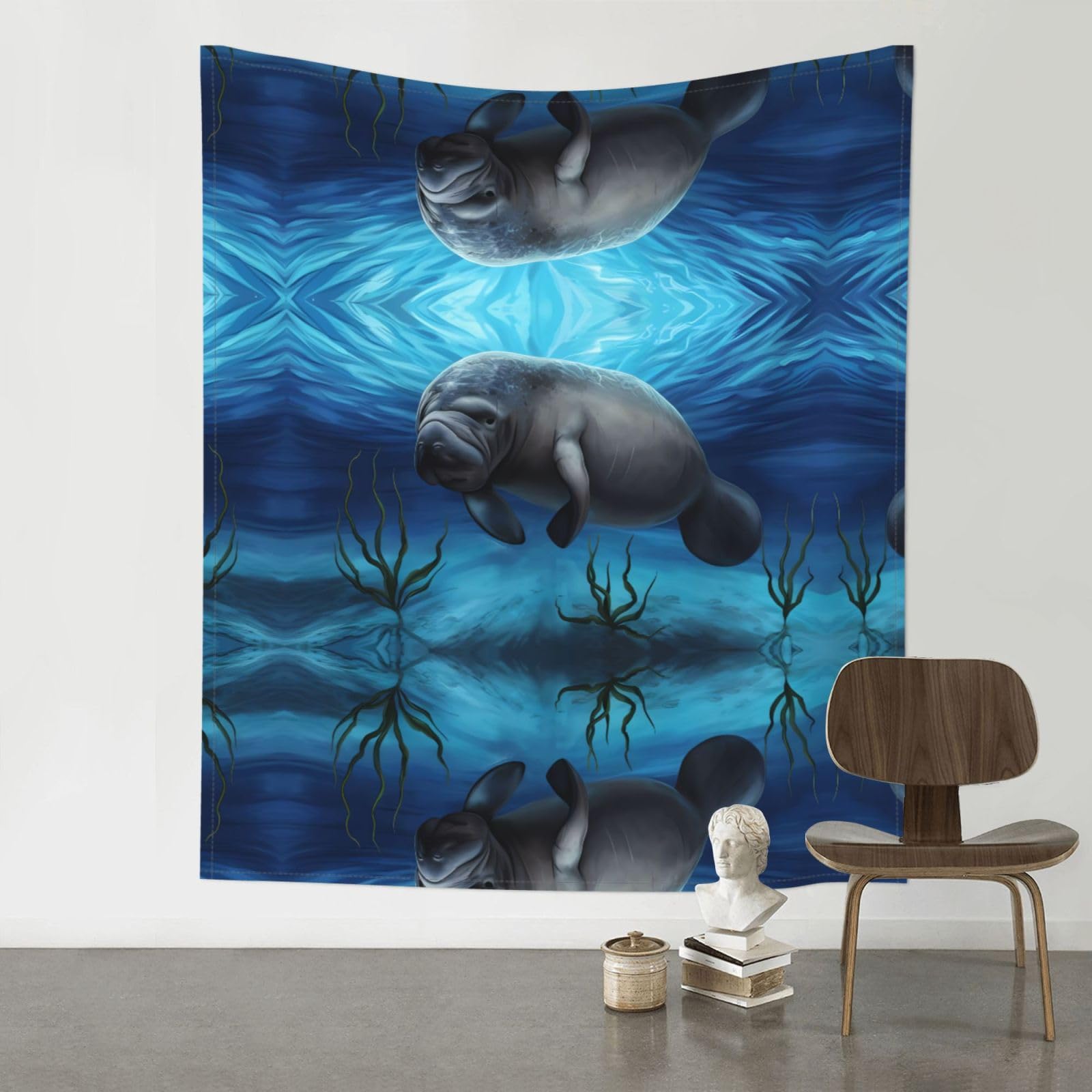 YYHHAOFA Cute Manatee Prints 60x51in Wall Tapestry - Durable Polyester Throw Blanket for Dorm Decor, Beach Picnics & Versatile Room Layering
