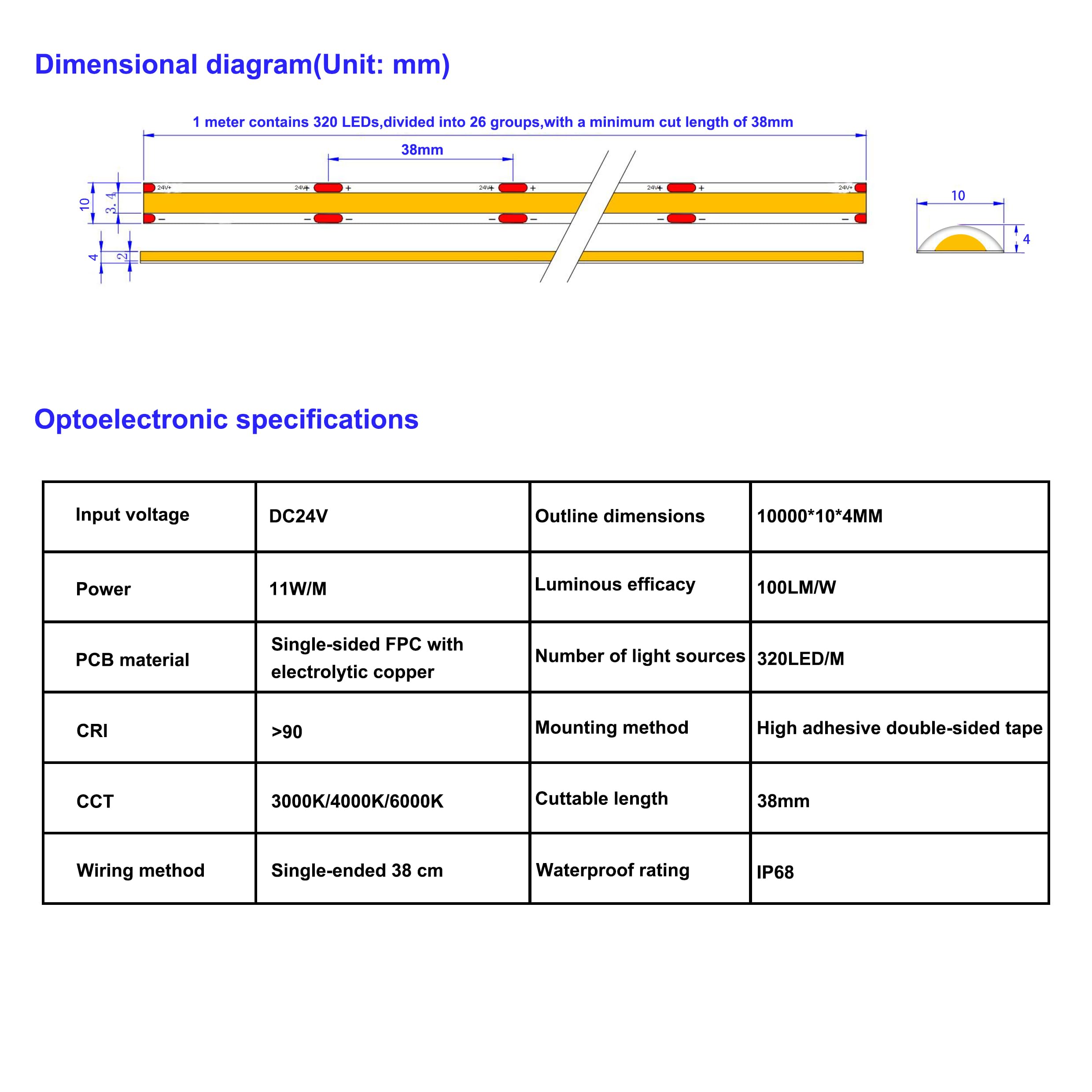 AXMOTUT 16.4ft COB LED Strip Lights Waterproof IP68, 2700K Warm White Outdoor 24V Dimmable Silicone LED Tape Lighting High Density, 4000LM+, 1600LEDs Clips and Screws(Power Supply Not Included)