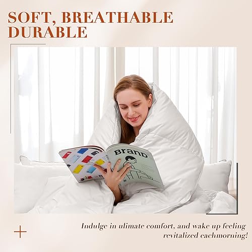 Miniatura 4 de Edredón de lujo 100% algodón orgánico para todas las estaciones, tamaño Queen, relleno de edredón de calor medio de alta potencia, 8 pestañas en las