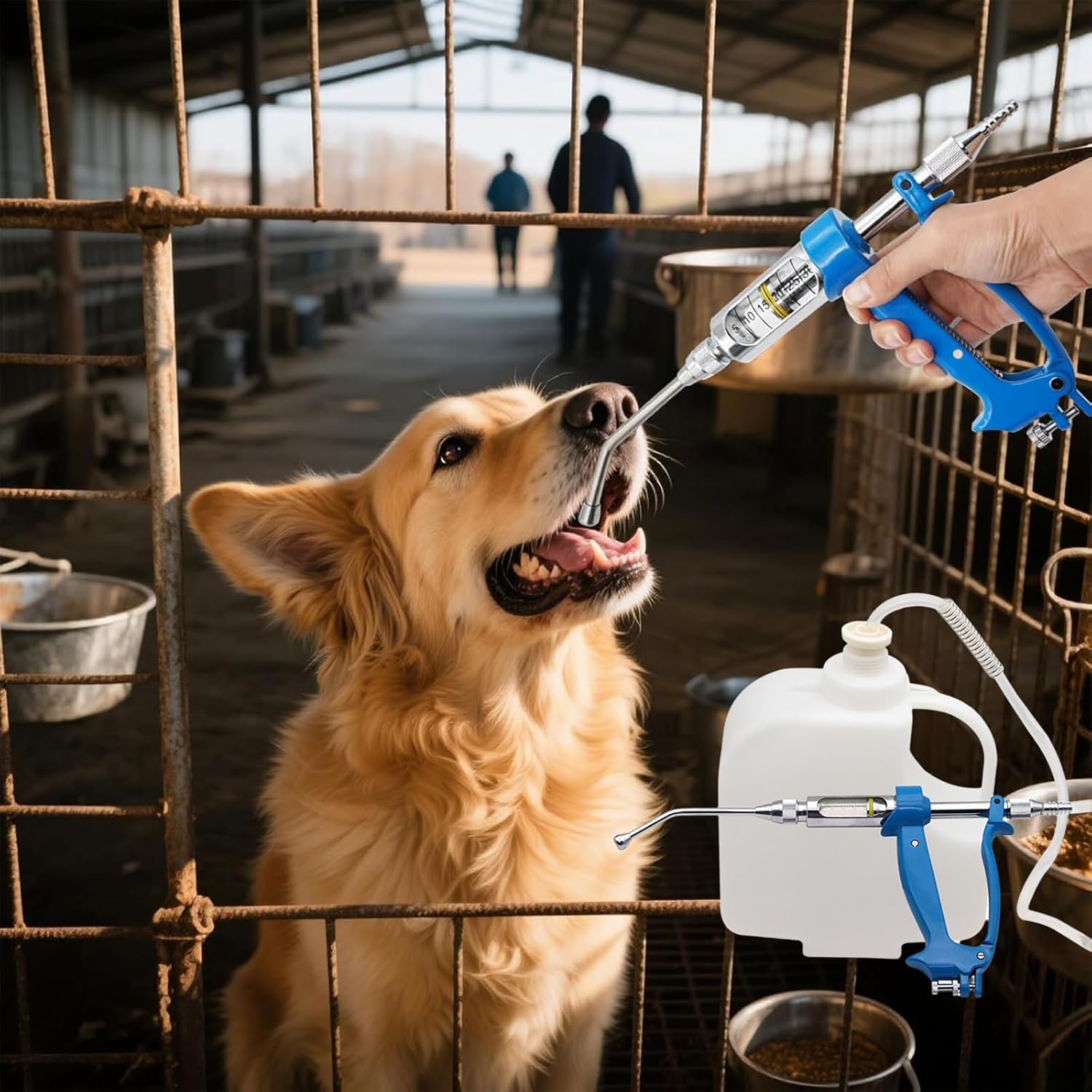 Veterinary Metal Feeding Gun Adjustable Continuous Drench Dosing Device Livestock Medicine Dispenser for Pigs Cows Sheep Horses Efficient Durable Farm Tool 5ml