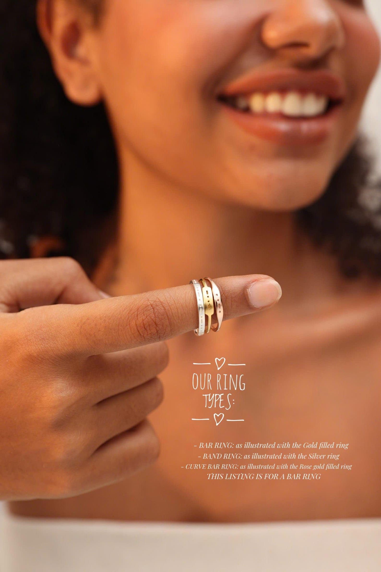 Código de Morse personalizado barra Anillo 925 plata de ley personalizado anillo de mensaje oculto Promesa para el nombre de amigo Minimalista cumpleaños hecho a mano Aniversario