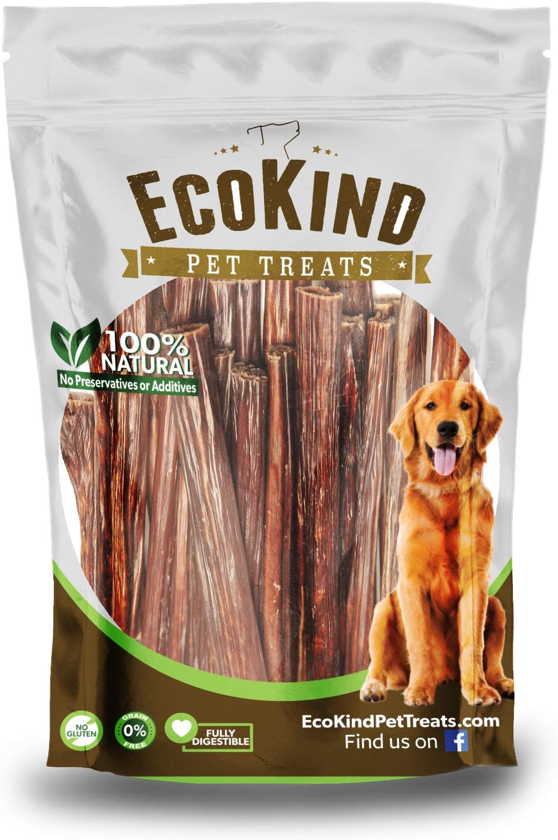 EcoKind Gullet Sticks | Premium All Natural Gullet Sticks for Dogs, Delicious Protein Rich Dog Chews, Fully Digestible Beef Dog Treats, Promotes Joint & Dental Health (30 - Pack)