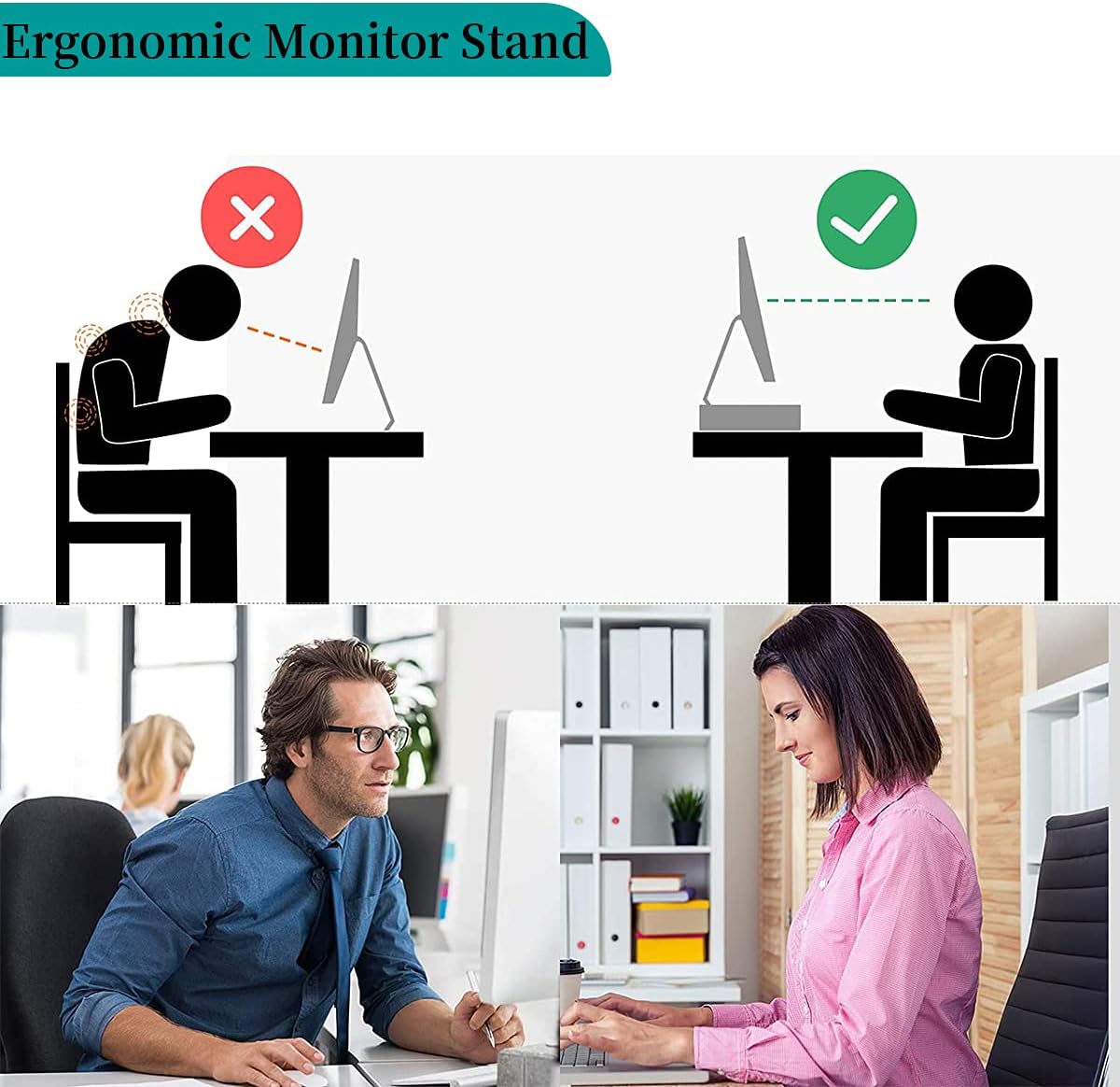 Computer Monitor Stand Riser with Drawer, Metal Mesh Desk Organizer and Storage with Dual Pull Out Drawer, Office Supplies Organizers and Accessories for PC, Laptop, Printer, Notebook, iMac (Black) : Electronics