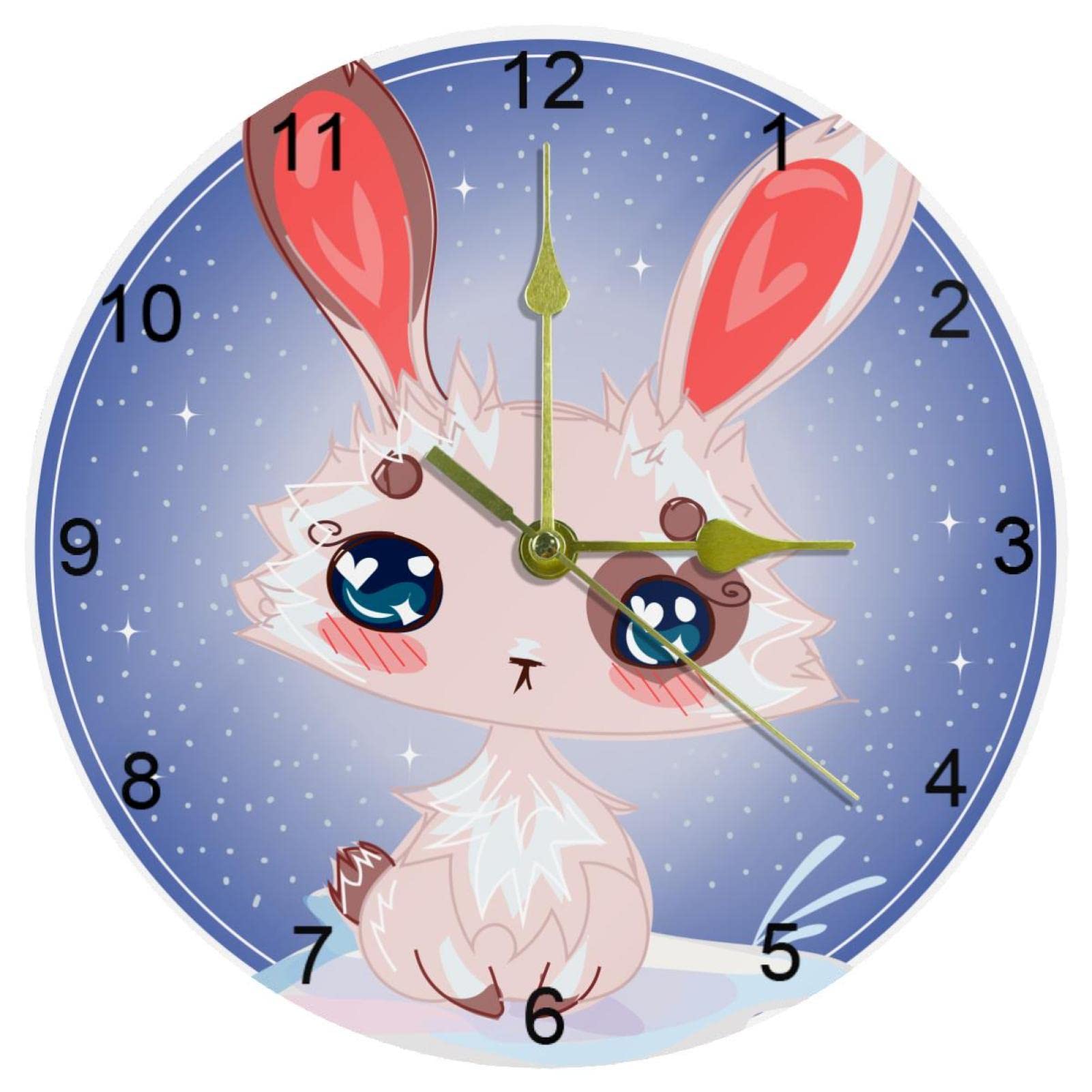 Horloge murale pour école et cuisine au design de lapin mignon