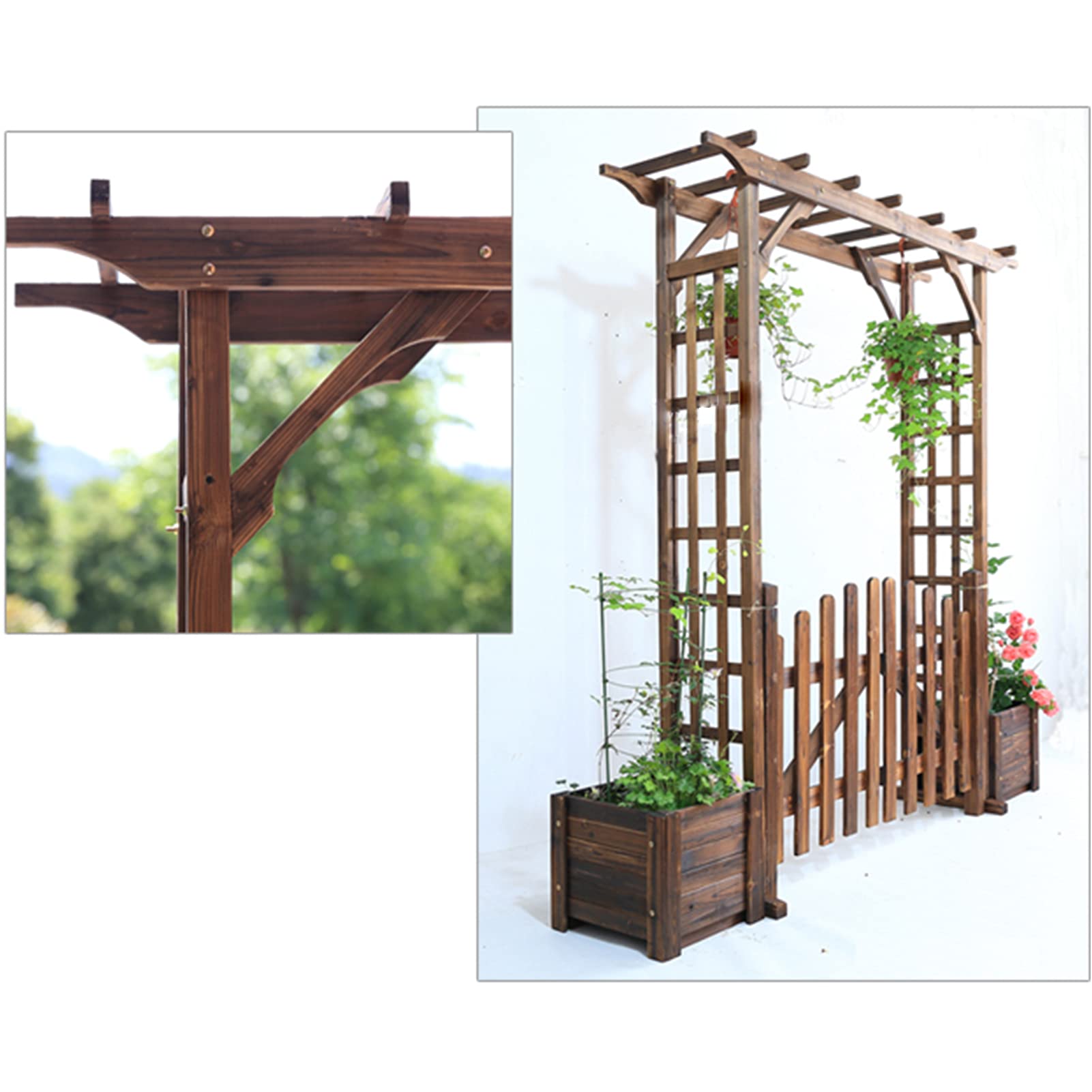 Odporna na warunki atmosferyczne drewniana altana ogrodowa do roślin pnących, wolnostojąca pergola z kratą, na wesela i do dekoracji na zewnątrz, idealna do kształtowania krajobrazu w ogrodzie