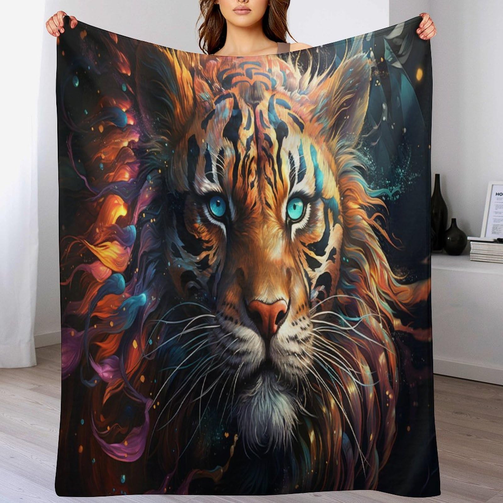 Couverture tigre en flanelle 100x130 cm pour lit et canapé