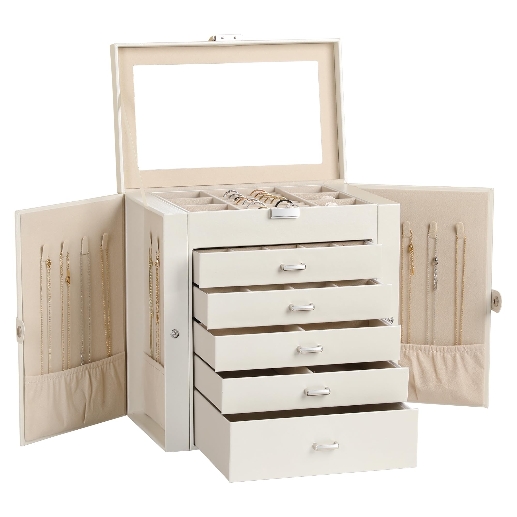 Amazon.com: Frebeauty Large Jewelry Box,6-Tier PU Leather Jewelry