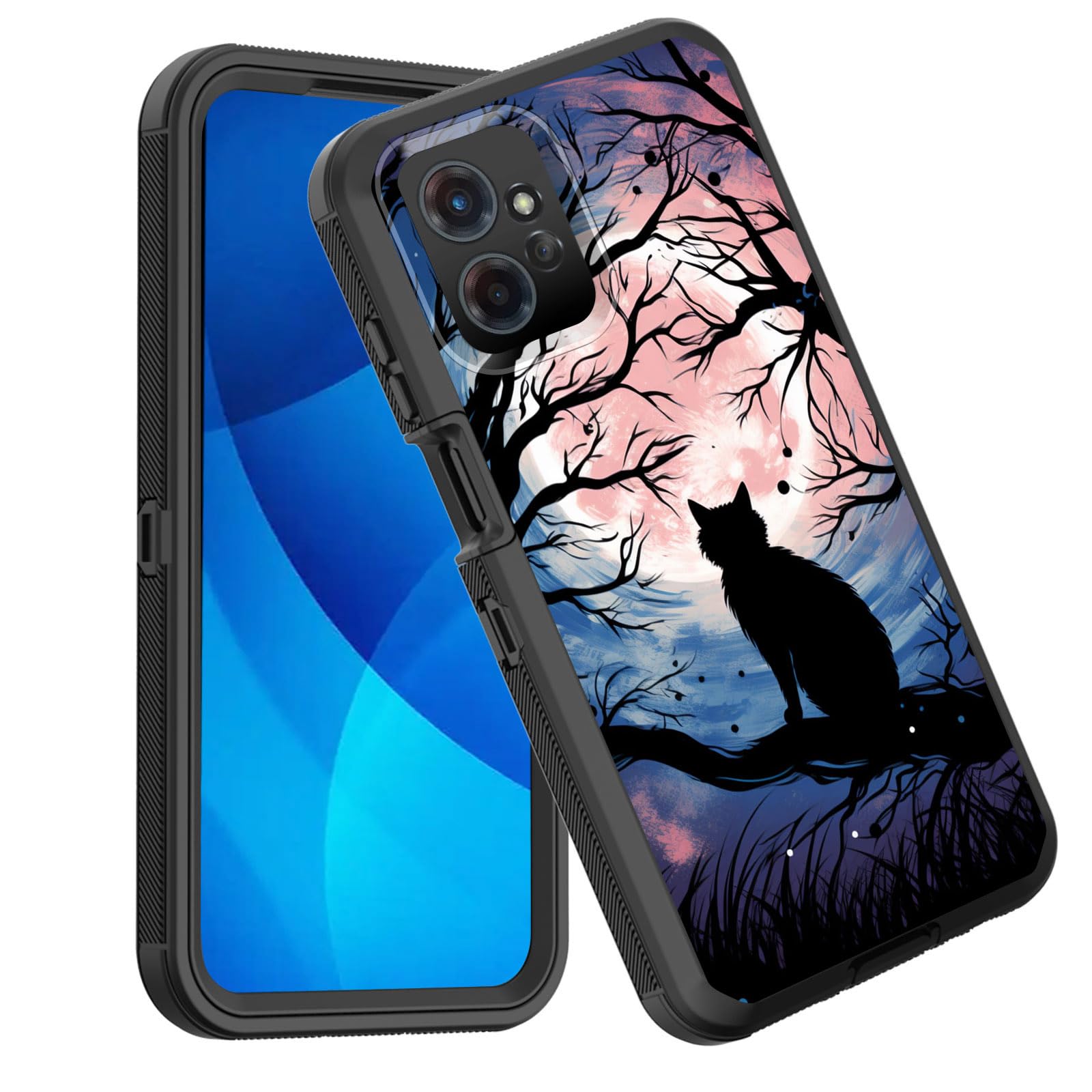 Funda para Moto G Power 5G 2023 rígida antichoque con diseño de gato negro 8