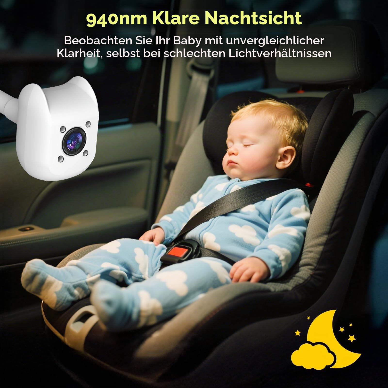ELECROW Baby Auto Kamera 2 Kameras für Kindersitz, 6,86 Zoll Ultrawide Display USB Rücksitz Kamera Set, 1080P HD & IR Nachtsicht, einfache Installation, Babykamera für Auto Rücksitz
