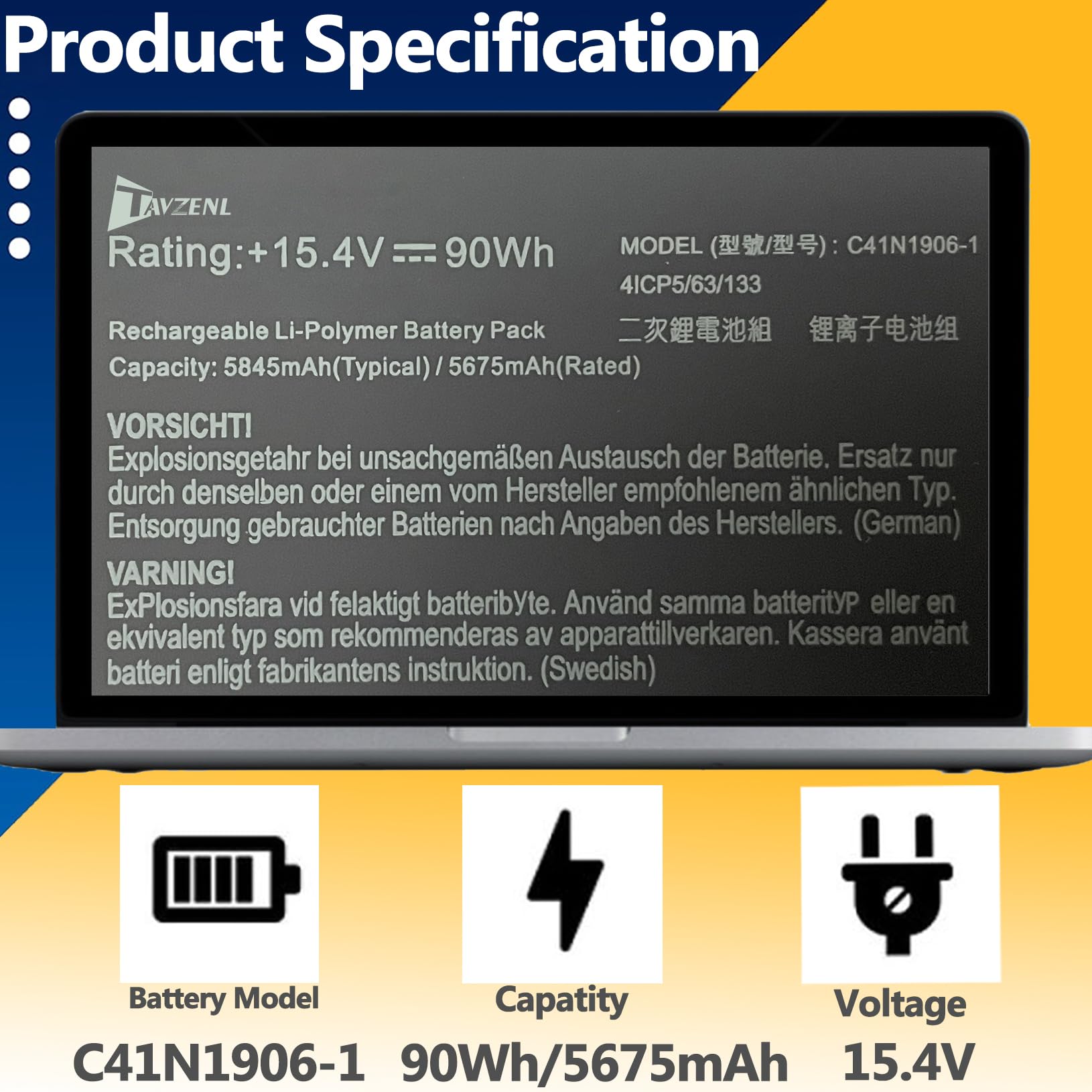 Amazon.com: TAVZENL C41N1906-1 Battery Replacement for Asus TUF