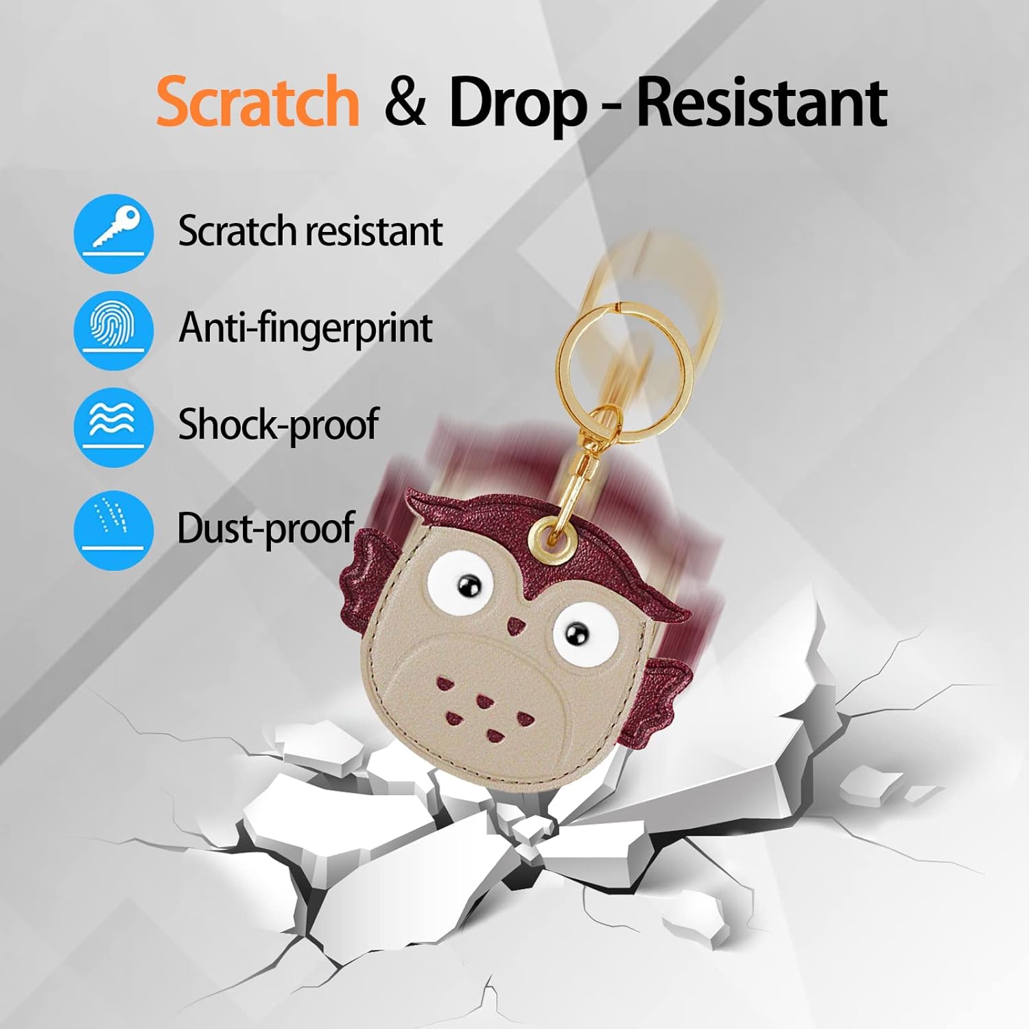 Leather Keychain Case Holder Compatible with Apple AirTag, GPS Airtag Keychain Finder Tracker with Key Ring, Anti-Scratch Protective Air Tag Cover | Leather, GPS, Airtag Keychain, Finder Tracker, with Key Ring, Anti-Scratch - Image 3