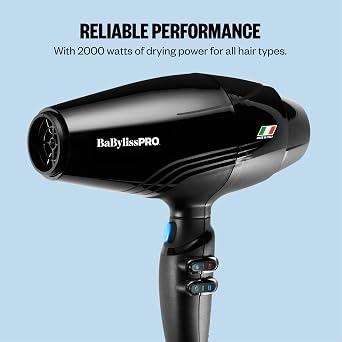 BaBylissPRO Hair Dryer, Nano Titanium Rapido 2000-Watt Blow Dryer, Hair Styling & Appliances, Black, BRAP1