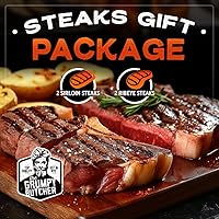 Vista 2 de Caja de regalo de 4 filetes Grumpy Butcher – 2 filetes de entrecot (12 oz) y 2 filetes de solomillo superior (6 oz) – Sampler de carne Angus