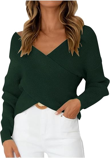Casual Cropped Knit Sweater at Amazon 