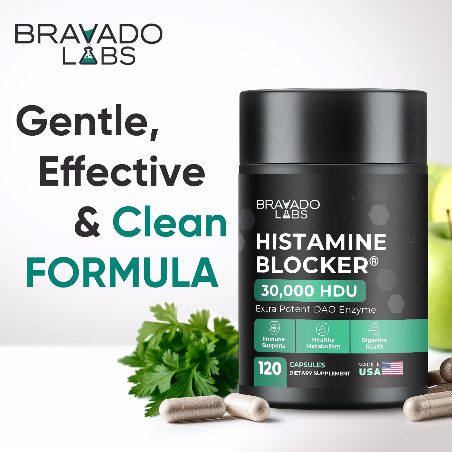 DAO Supplements Histamine Blocker - Extra Strength 30,000 HDU DAO Enzyme + Diamine Oxidase & Vitamin C for Daily Histamine Metabolism & Immune Support - 120ct - Image 2