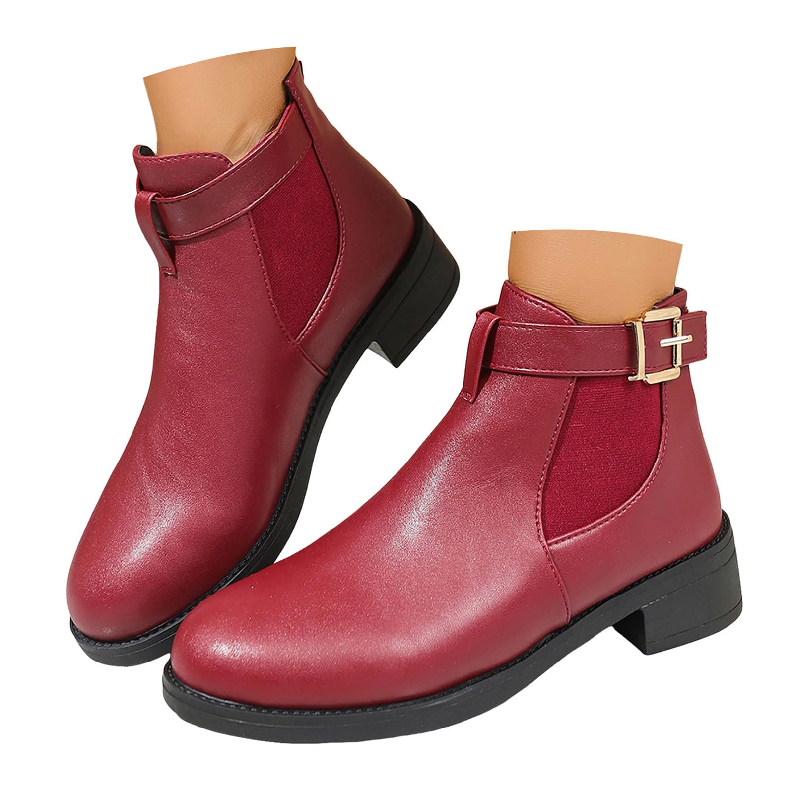 Wide Width Short Boots for Women Fashion Waterproof Chelsea Boots Outdoor Low Heel Slip on Garden Ankle Muck