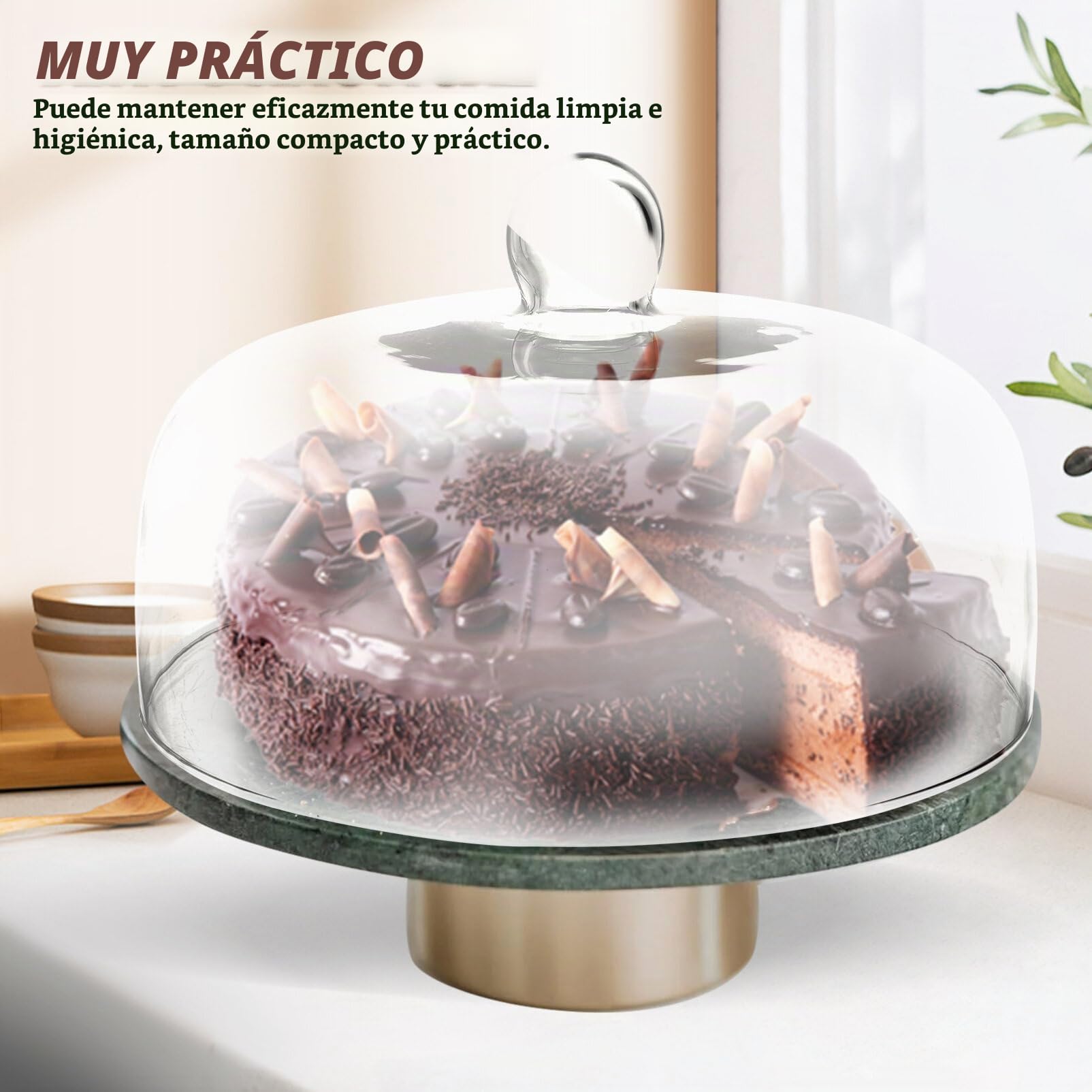 BESTonZON Cúpula De Cristal Para Tartas Y Postres - Tapa Transparente Para Frescura Y Exhibición - Plato De Cúpula De 28 Cm