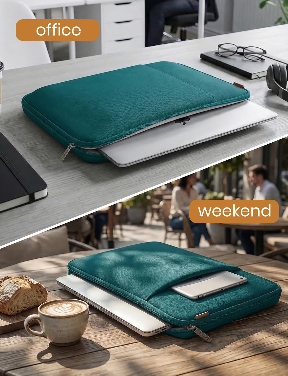 DOMISO Laptop Case Laptop Sleeve Cover Compatible with 15 inch MacBook Air M4/A3241 2025, M3/A3114,M2/A2941,15 inch MacBook Pro A1990 A1707,Compatible with Dell XPS 15 Plus with Small Case,Turquoise