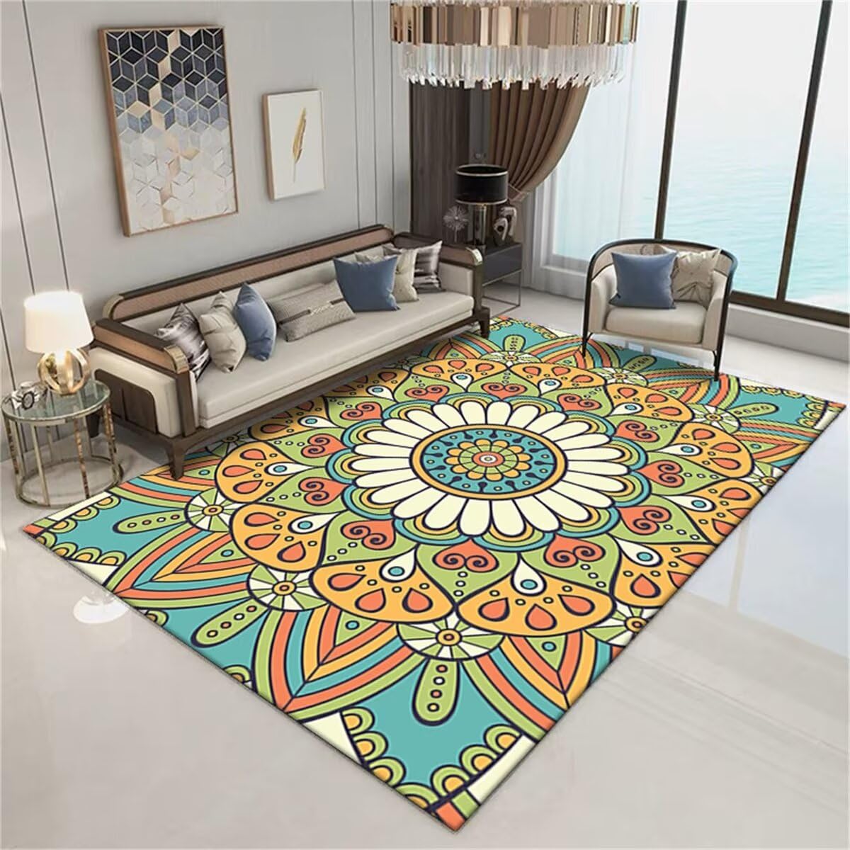 Tapis pour enfants chambre fille floral 160X230CM et grand tapis de chambre à coucher
