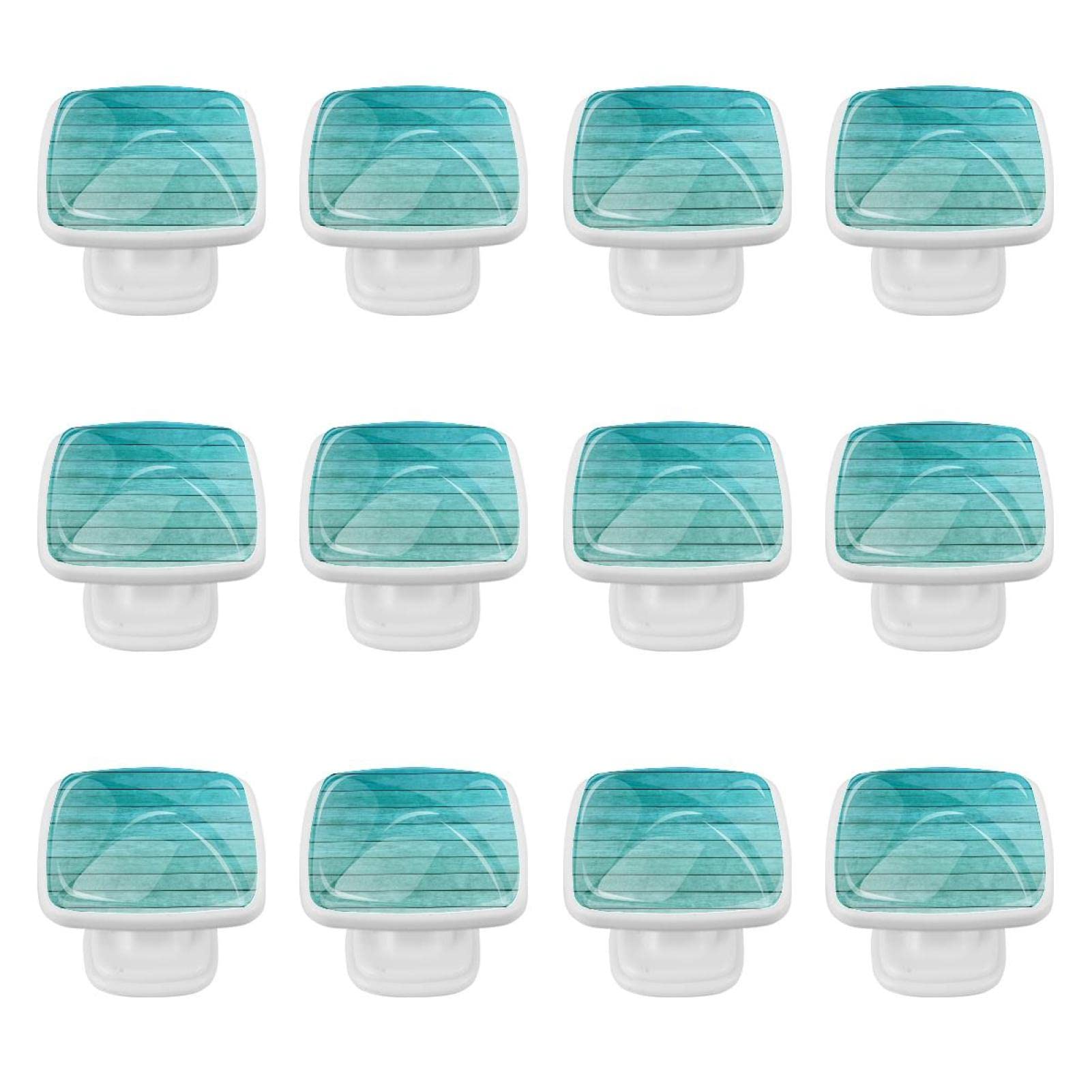 TBOUOBT Confezione da 12 pomelli per mobili da cucina, pomelli per cassetti, pomelli per comò, tiranti per cassetti, cassetti per comò, pomelli per maniglie,Tavola di legno verde blu sfumato oceano