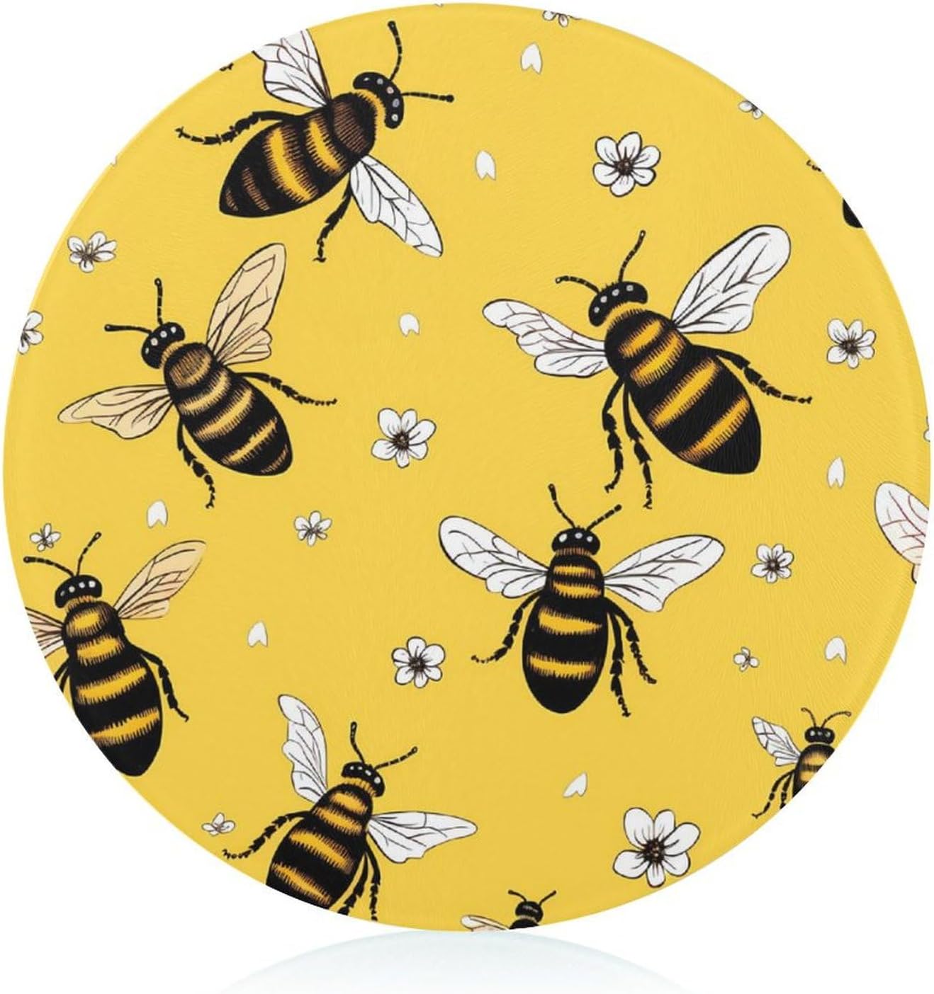Cute Bees Kitchen Cutting Board Glass Chopping Block for Meat Vegetables and Fruits Ideal Home Gifts