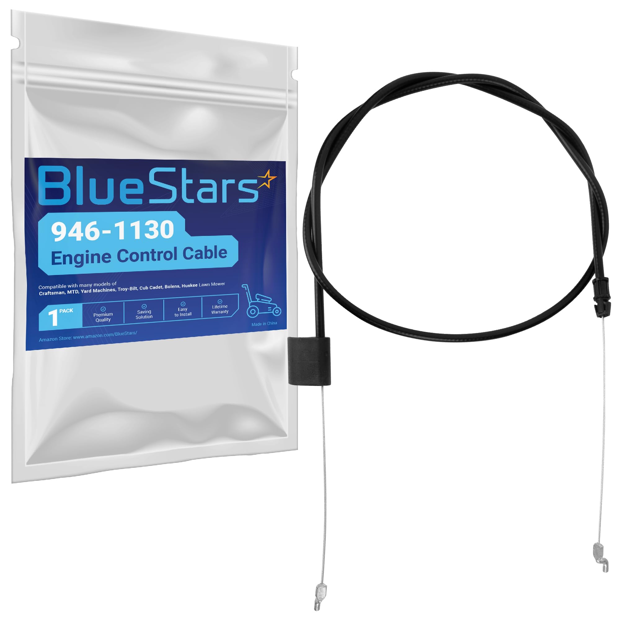 BlueStars 946-1130 746-1130 Engine Control Cable - Compatible with MTD