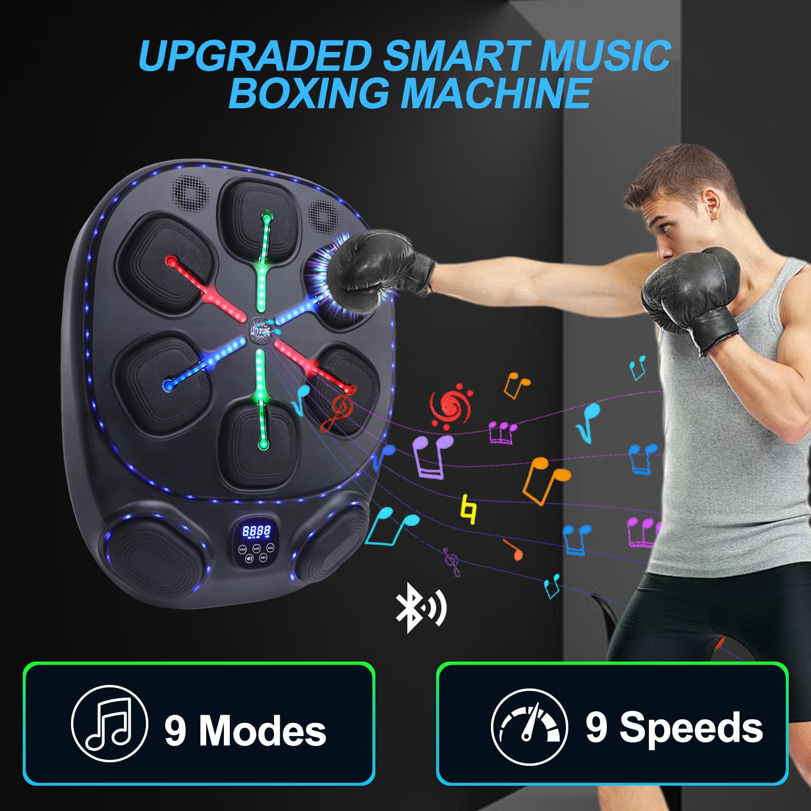 Macchina per la Boxe con Musica Intelligente migliorata Macchina per la Boxe a Muro Bluetooth Regolabile per Bambini e Adulti con Staffa di Montaggio a Muro per l'allenamento del Bersaglio