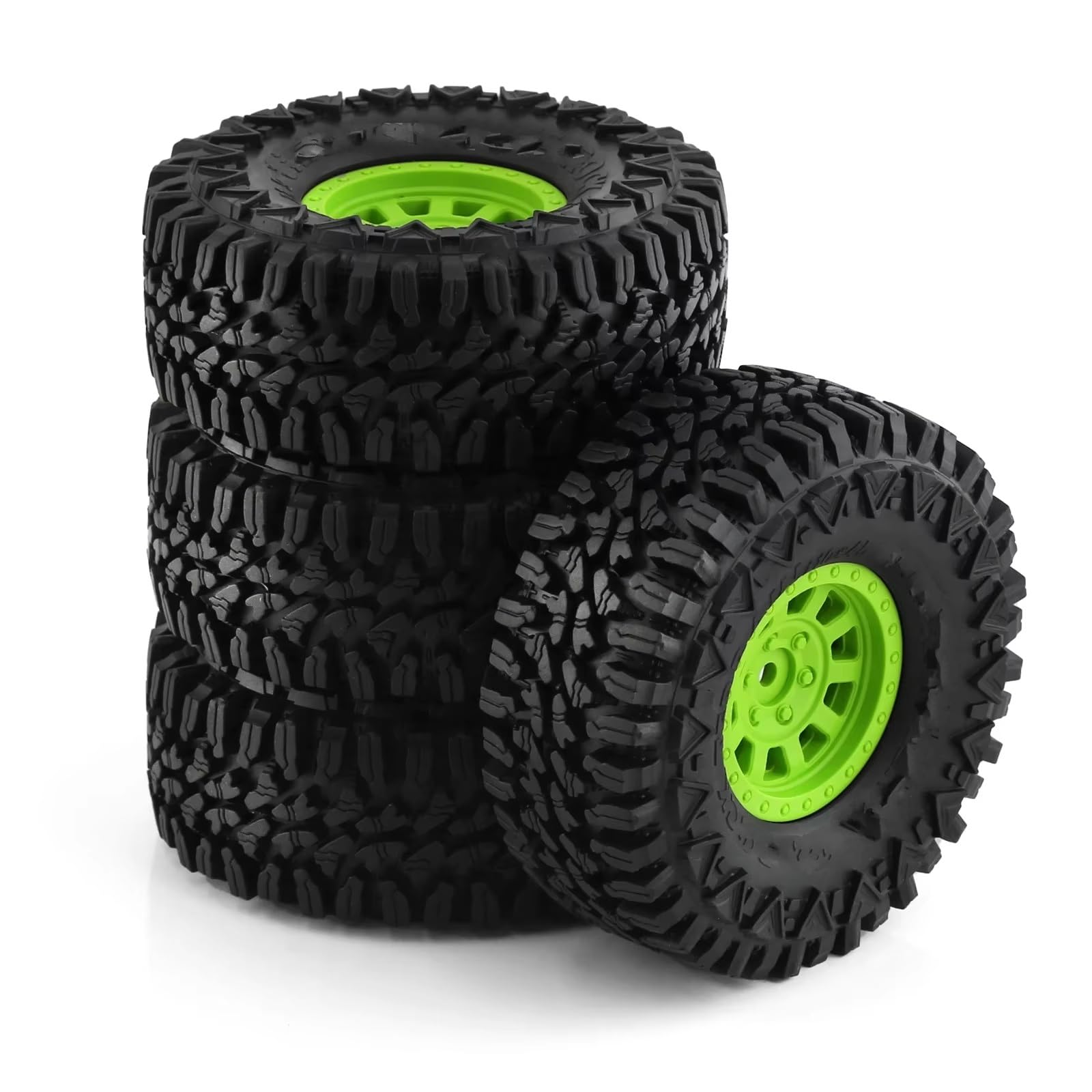 RC Ruote Gomma Compatibile Con Traxxas Per TRX4 D90 Per Axial Per SCX10 II III Per Redcat Per MST 1/10 RC Crawler Car Set Di Cerchi E Pneumatici Beadlock Da 1,9"(Green)