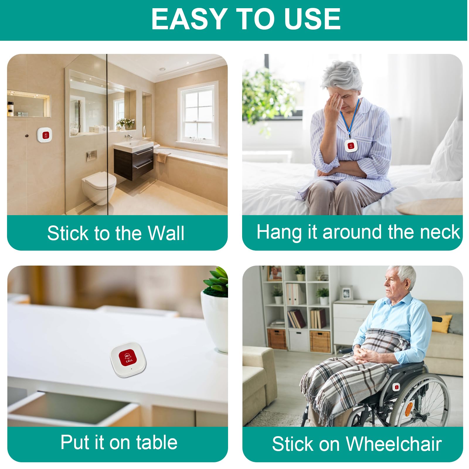 TUYA Personal Alarm for Elderly, WiFi SOS Button With Mobile APP Alert, 2.4GHz Wireless Caregiver Alert System - Image 3