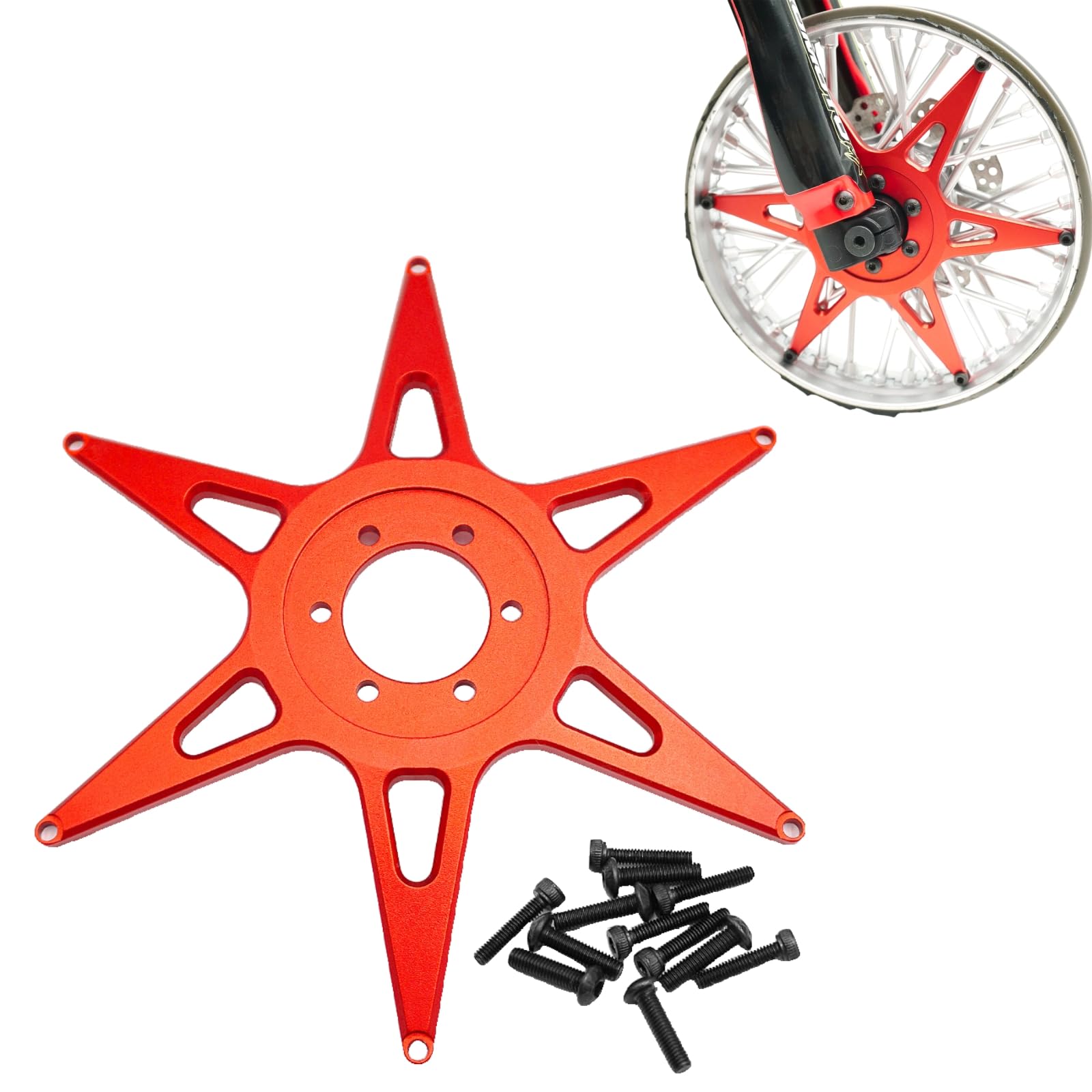 JGGZONE Aluminum 7075 Front Hub Spoke Support Plate for LOSI 1/4 Promoto-MX Motorcycle Metal Front Wheel Support Repair Modification Upgrade Parts (Red)
