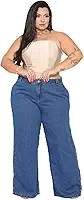 Calça Jeans Wide Leg Pluz Size Pantalona Moda Feminina
