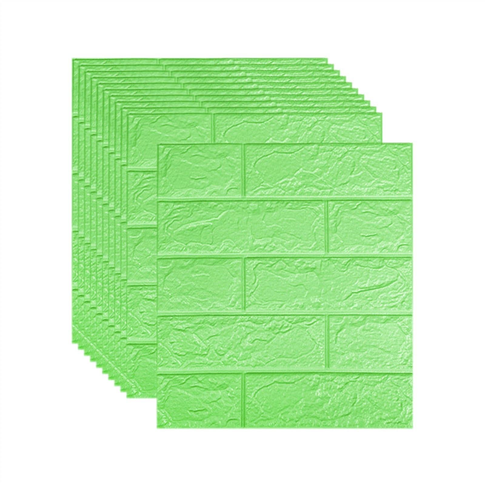 wall Panels， 3D Brick Wallpaper Faux Stone Wall Panel Self-Adhesive for Interior Decor - 20pack(Grün,5mm [35x38cm])
