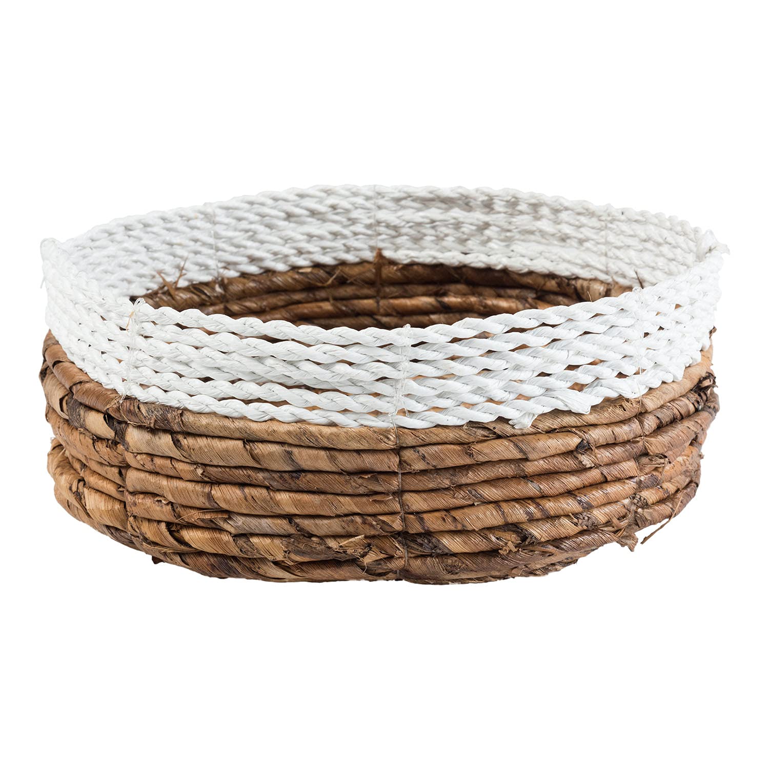 Cesta de almacenamiento de fibra natural, color blanco