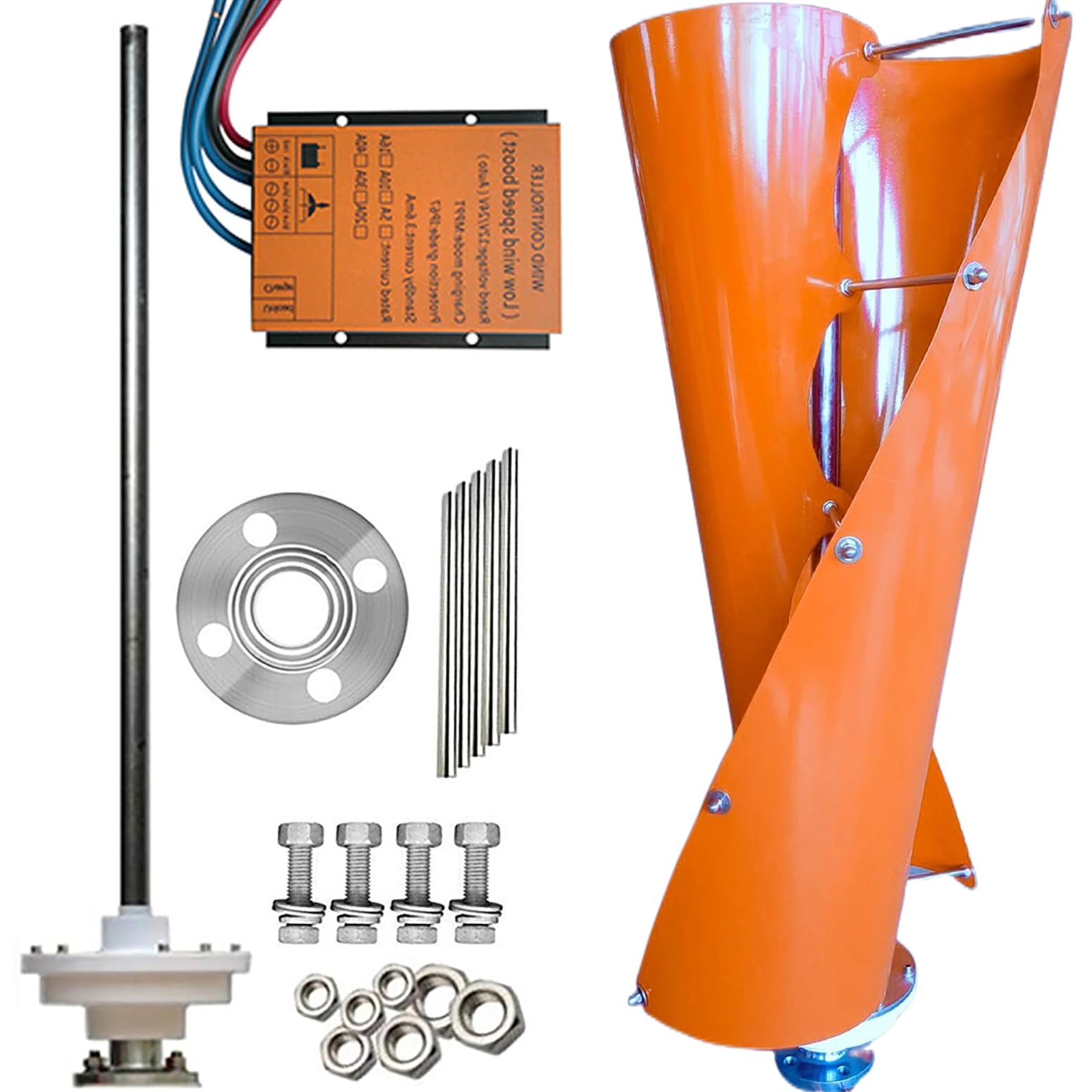 400 W / 800 W / 1000 W / 1200 W Domowa lewitacja magnetyczna Turbina wiatrowa 12 V / 24 V / 48 V z pilotem i 2 łopatkami pomarańczowymi, generatory z czystej miedzi, 1200w, 24 V