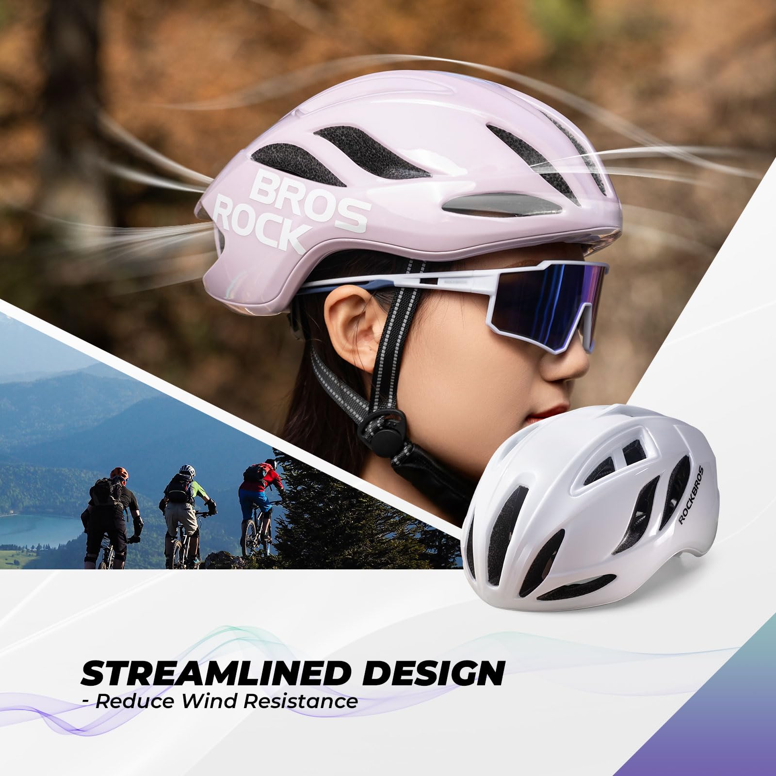 ROCKBROS Fahrradhelm Herren Damen Radhelm Rennradhelm 58-62cm Einstellbare Cityhelm Allround-Helm Belüftung Unisex Erwachsene