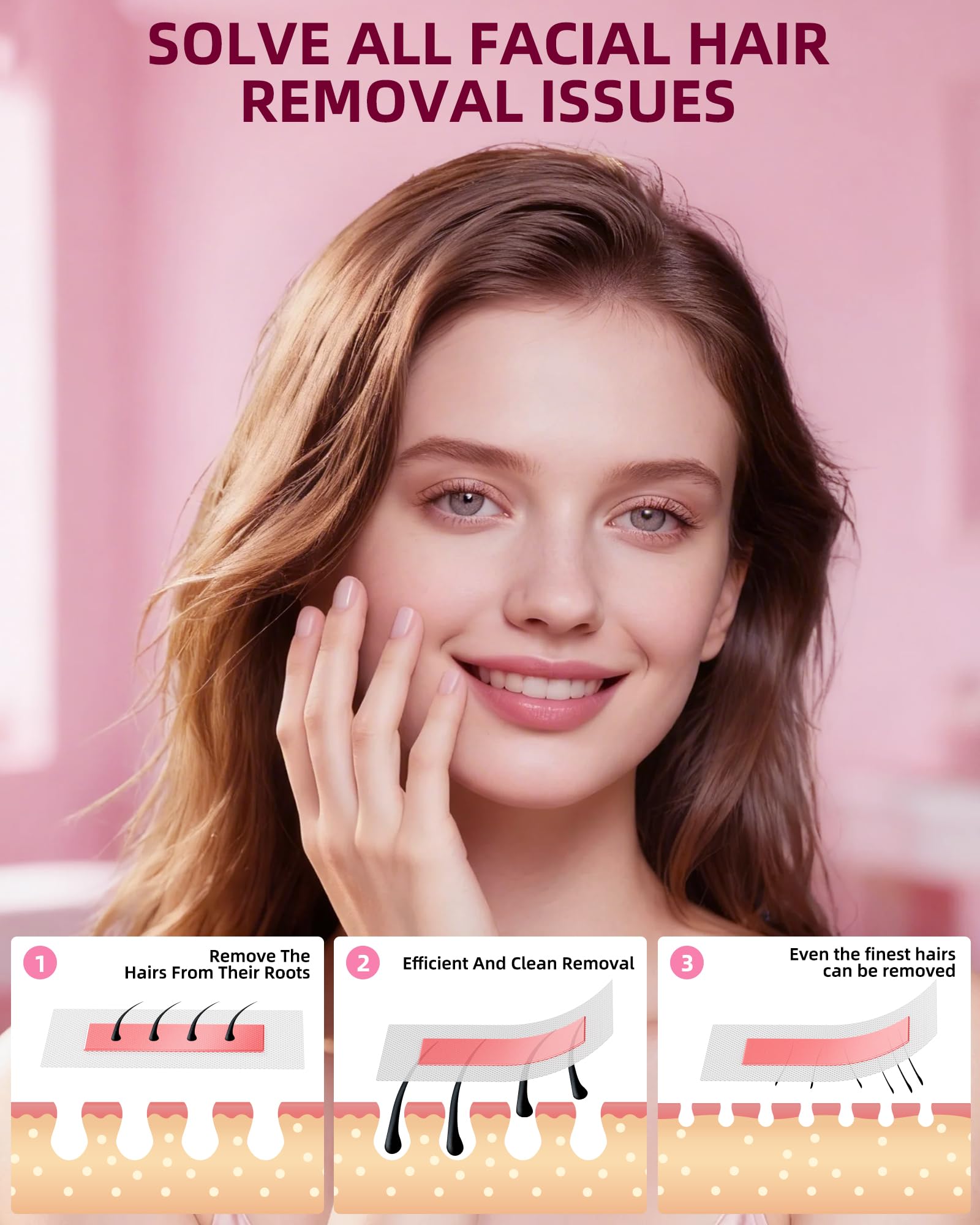 eodaimia 48pcs Wax Strips For Face, 48 Facial Wax Strips For Women, Waxing Kit For Women's Face, Eyebrow, Lip, Bikini, Chest, Body & 4 Calming Oil Wipes, Face Waxing Strips For All Skin Types — view 8