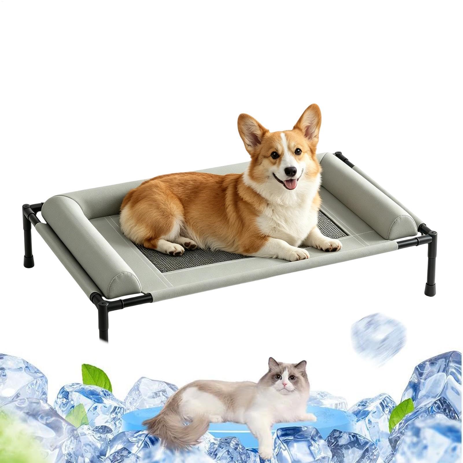 Cama de Acampada para Perros Alfombra Plegable Antivibración Transpirable | Cama de Viaje para Perros Exterior, Porche, Suelo, Patio Trasero, Playa, Patio e Interior