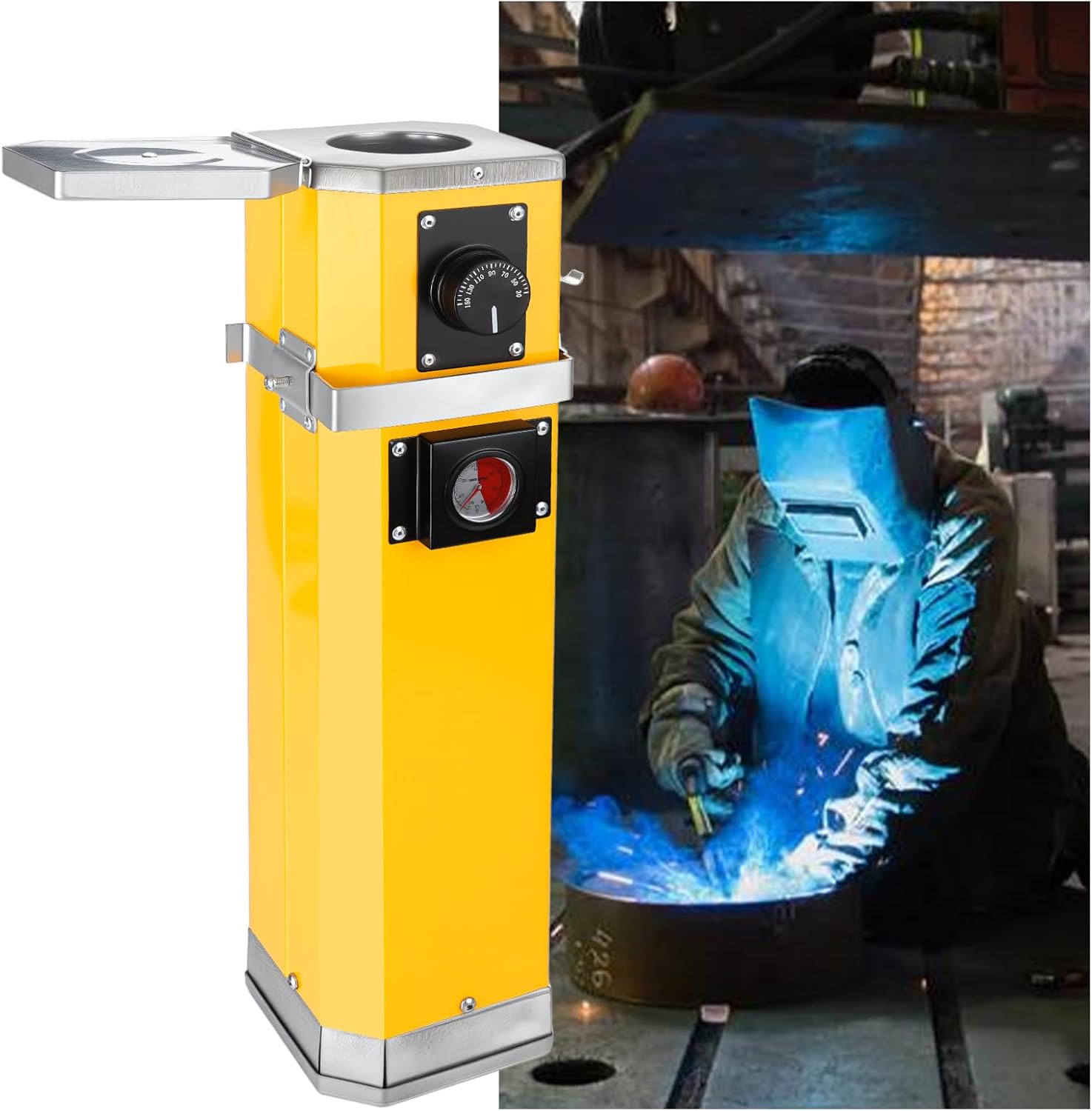 Portable Welding Rod Oven,11 Lb Temperature Controlled 50-150°F, For Stick Welding 18" Welding Rods 110v 360w Stable Welding Rod Storage With Real-Time Temperature Display Dial