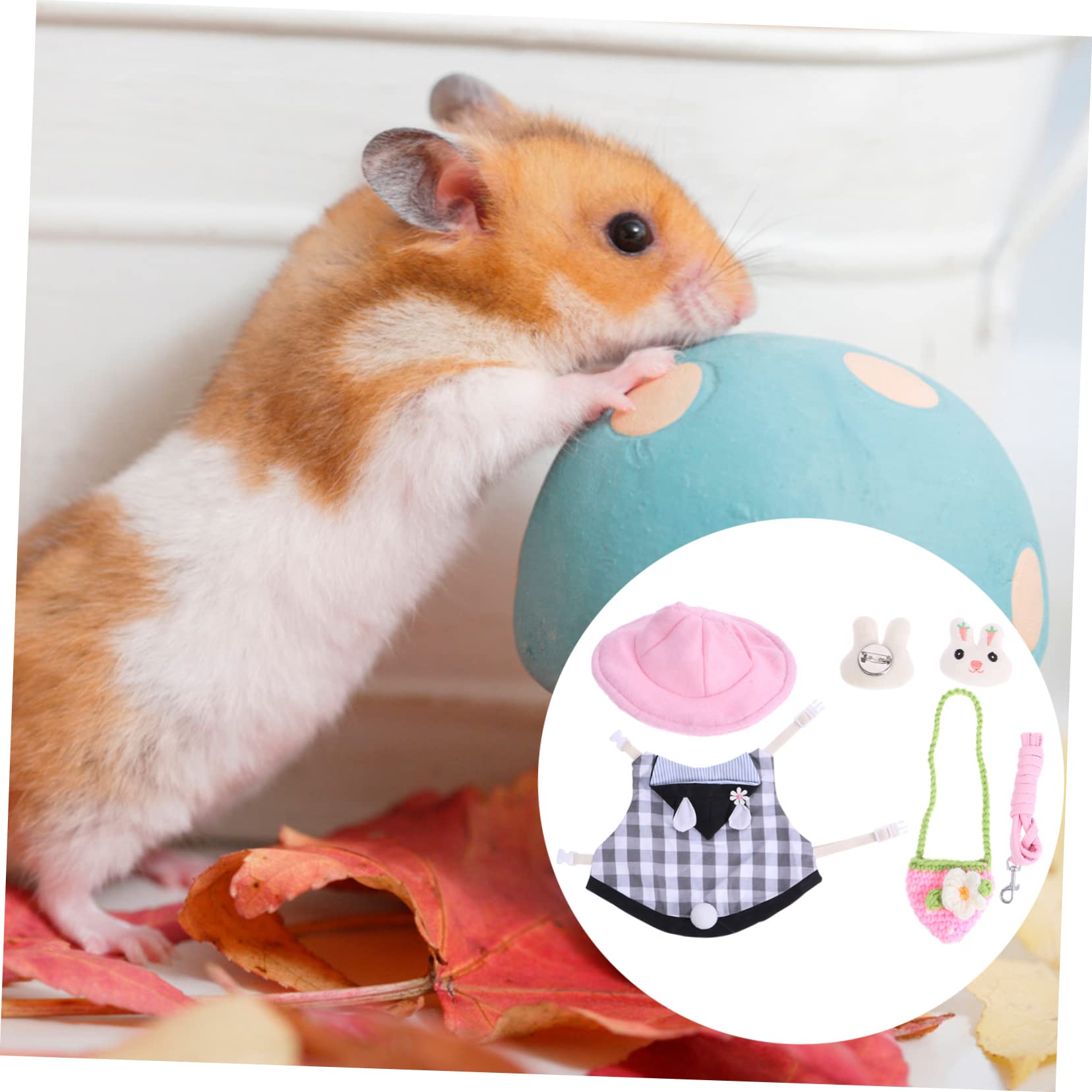 Amosfun 3stücke Kleintier Geschirr Set Mit Leine Und Hut Atmungsaktive Weste Für Kaninchen Und Hamster Outfit Für Outdoor-aktivitäten Und Spiele Leicht Zu Reinigen Und Langlebig