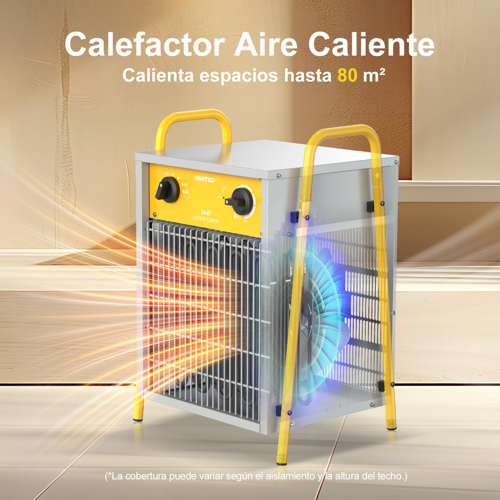 Calefactor Eléctrico 9000W - Calentador Portátiles Industriales - Termostato y Protección contra Sobrecalentamiento - Apto para Construcción, Garaje e Invernadero