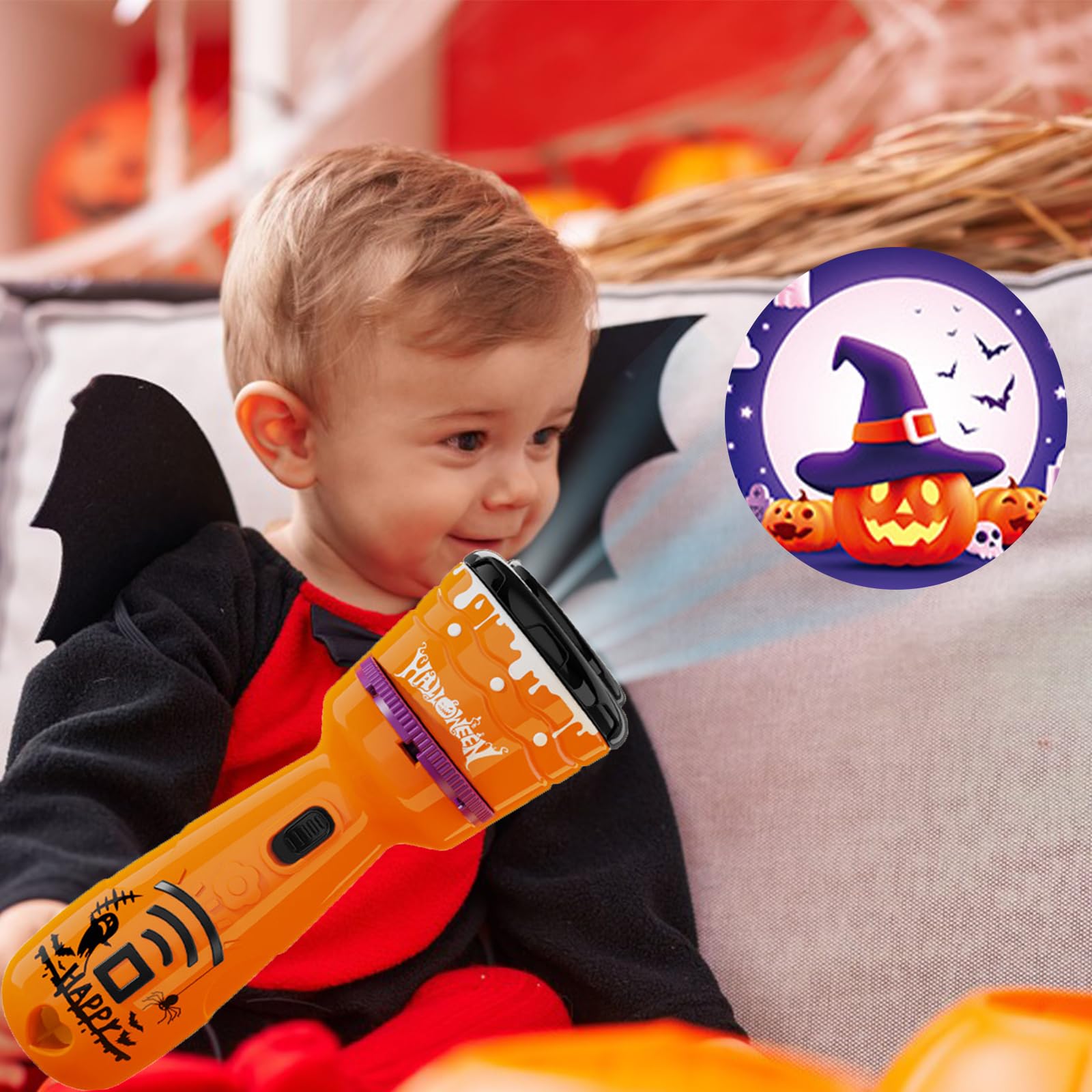 Linterna Proyector,Halloween Niños Proyector linterna,Proyector de Linterna Infantil,Proyector linterna para Niños,con 24 Patrones Diferentes Linterna Proyector de Diapositivas,Vampire,Kürbisse etc